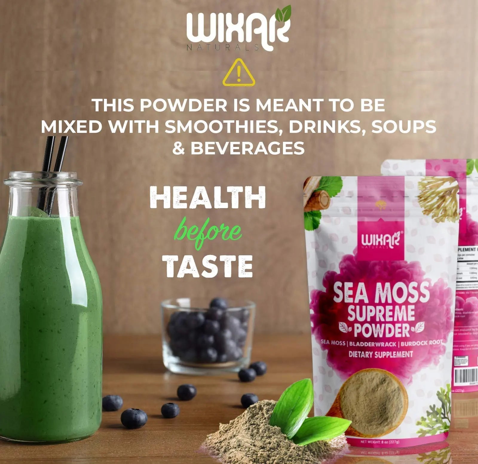 Wixar Wildcrafted Sea Moss Powder – (8 Ounces) – Natural Irish Sea Moss and Bladderwra - TrustMedUSA