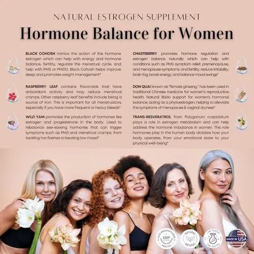 Womens Hormone Balance Supplement for Mood Swings, Hot Flashes Menopause Relief - TrustMedUSA