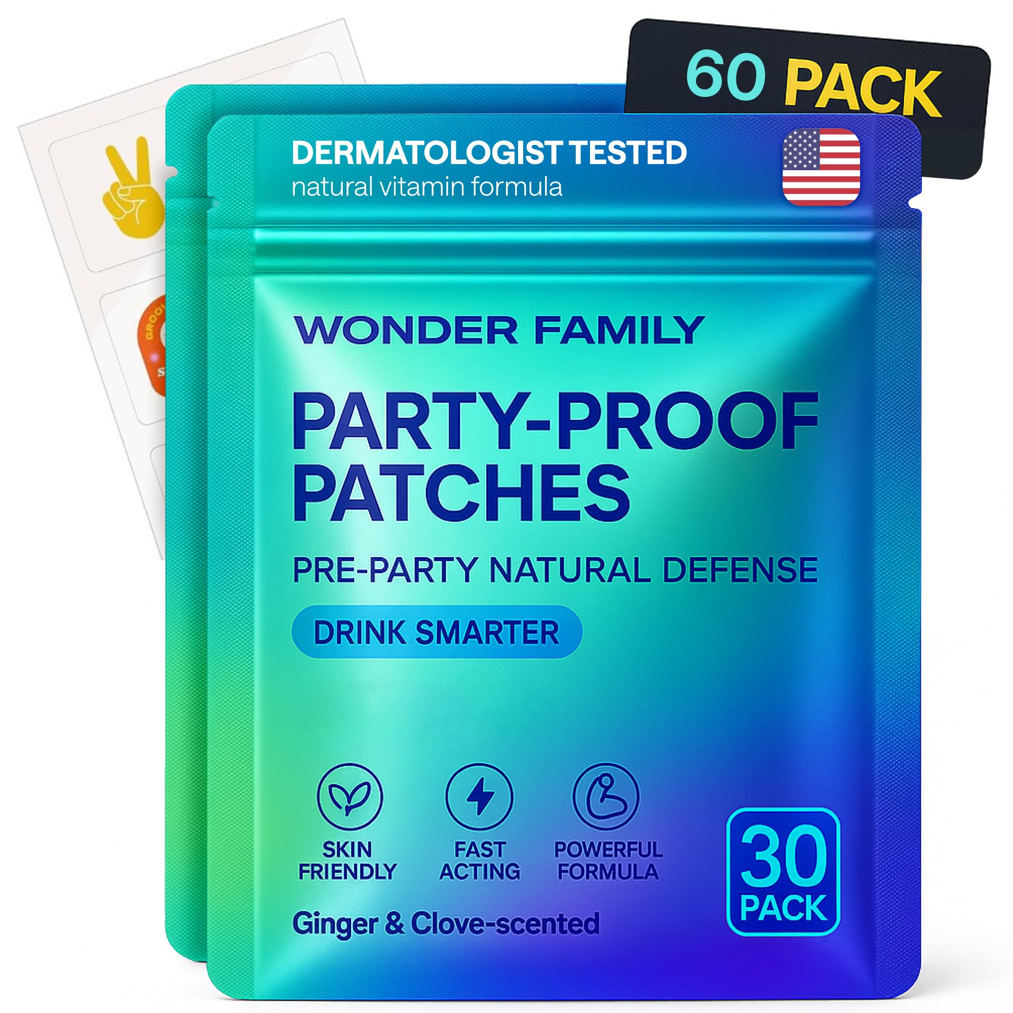 WONDER FAMILY Recovery Patches for Women & Men – Clear Mornings After Parties and Nights Out – Contain Vitamins A, C, D, E, & B, Ashwagandha, Boswellia, Glutathione, Milk Thistle Extract (Blue) - TrustMedUSA