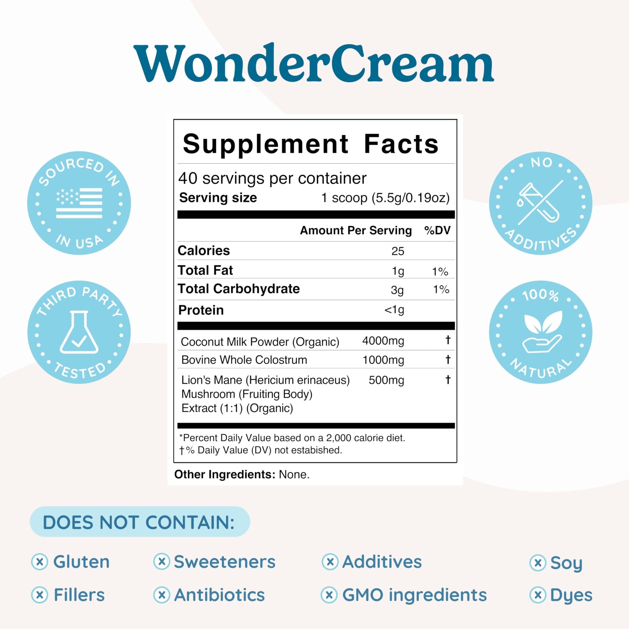 WONDERCOW Bovine Colostrum Superfood Creamer Supplement Powder w/Organic Lions Mane Mushroom & Coconut Milk Powder MCTs | Functional Sugar Free Keto Coffee, Smoothie & Drink Mix Unsweetened - TrustMedUSA