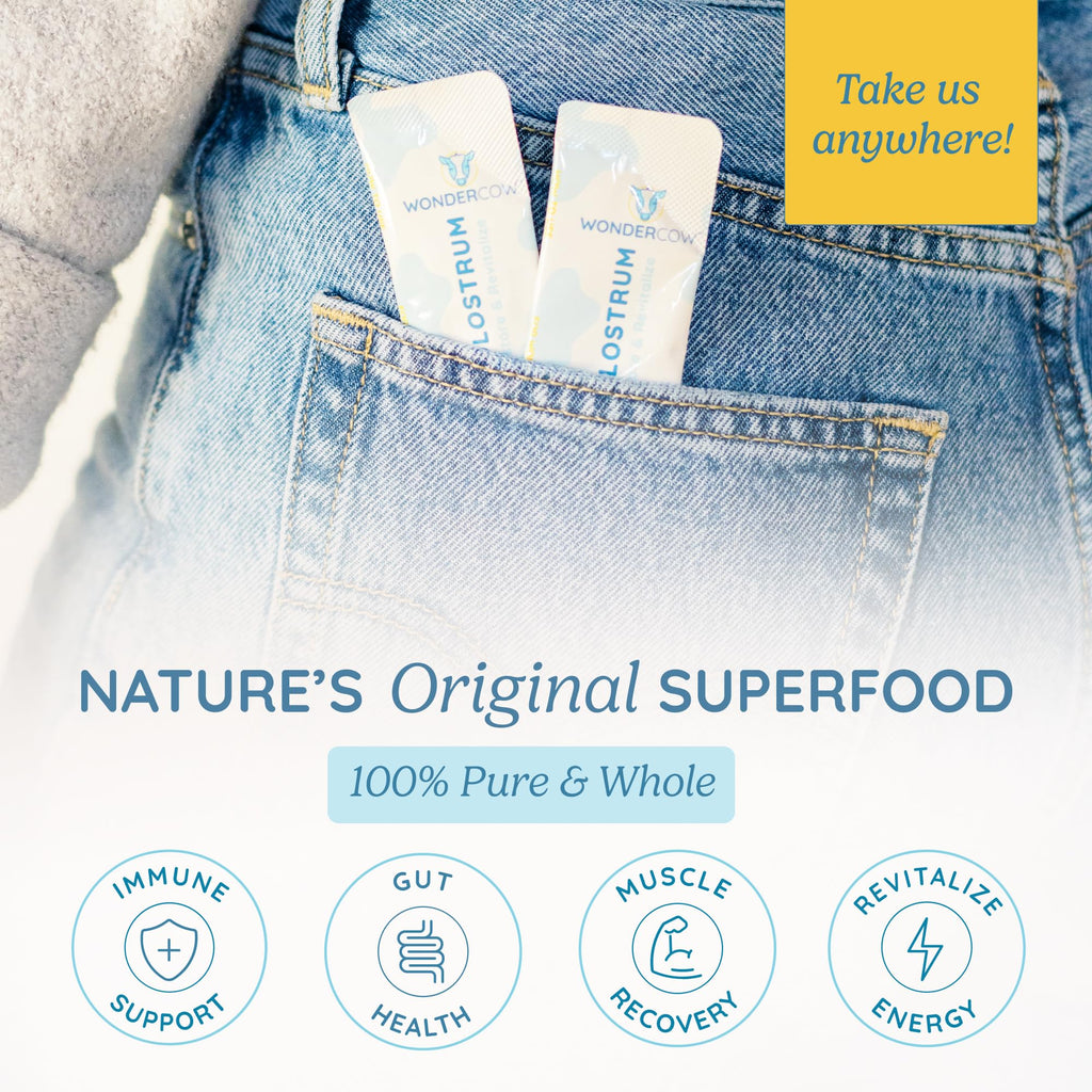 WONDERCOW Colostrum Supplement Powder for Gut Health, Immune Support & Wellness | Natural IgG Pure Whole Bovine Colostrum Superfood, Unflavored, 30 Servings - TrustMedUSA