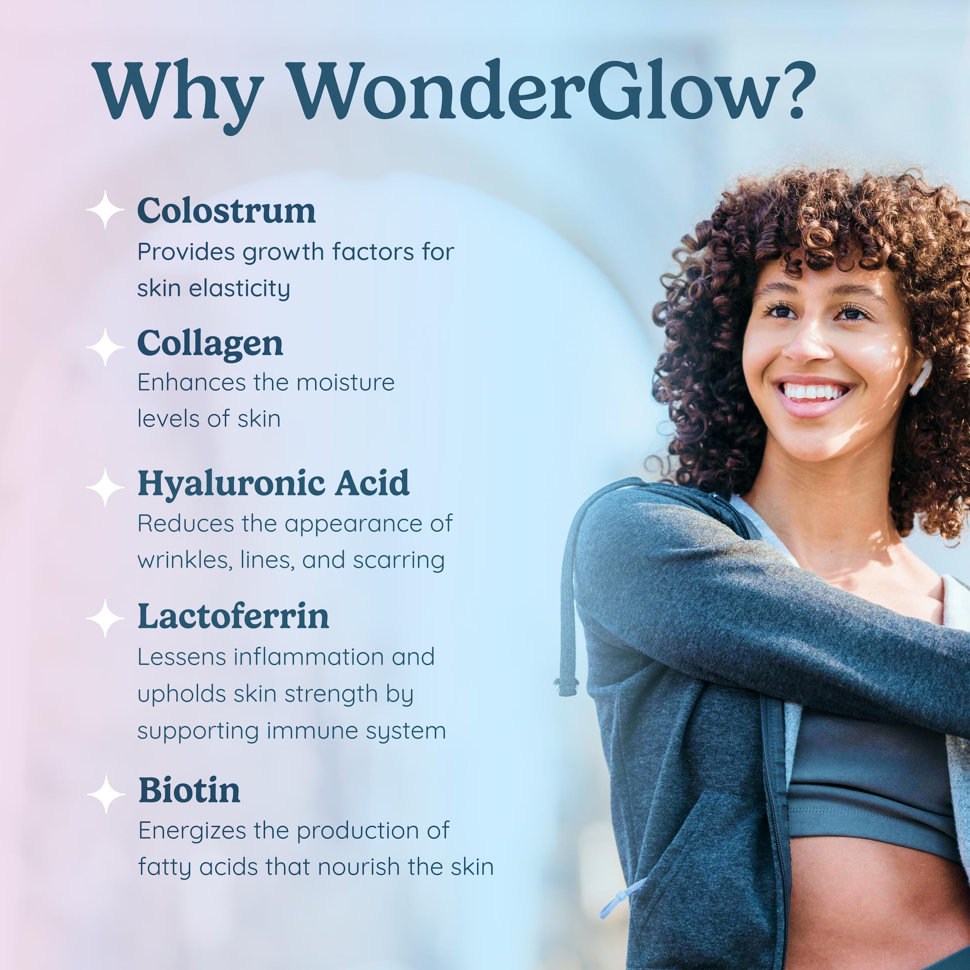 WONDERCOW Hair Skin and Nails Vitamins w/Bovine Colostrum, Collagen, Hyaluronic Acid, Biotin, Zinc, & Lactoferrin┃Supports Faster Hair Growth, Stronger Nails and Glowing Skin (30 Servings, Capsule) - Maple Wellness Supplements