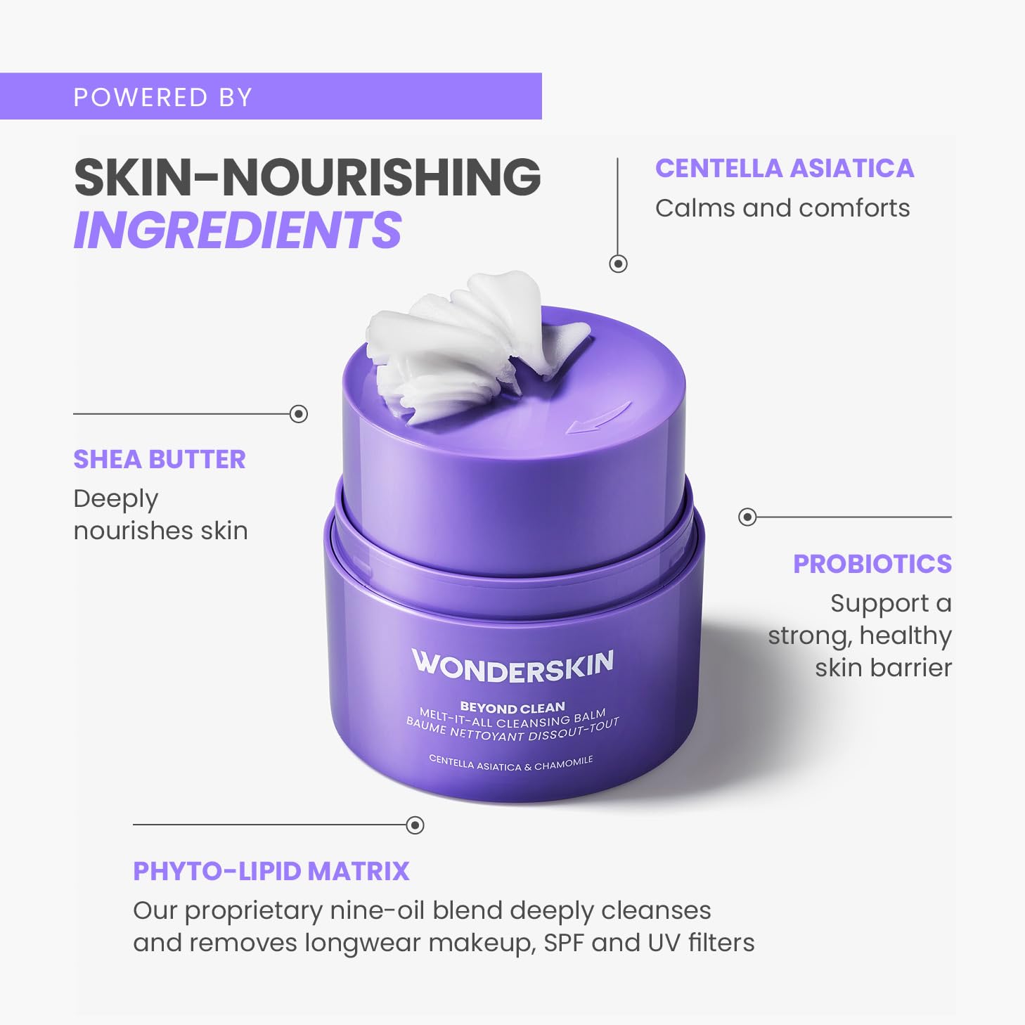 Wonderskin Cleansing Balm - Melt It All Balm to Milk Makeup Remover, Gentle Hydrating Face Cleanser with Centella and Chamomile - Maple Wellness Supplements
