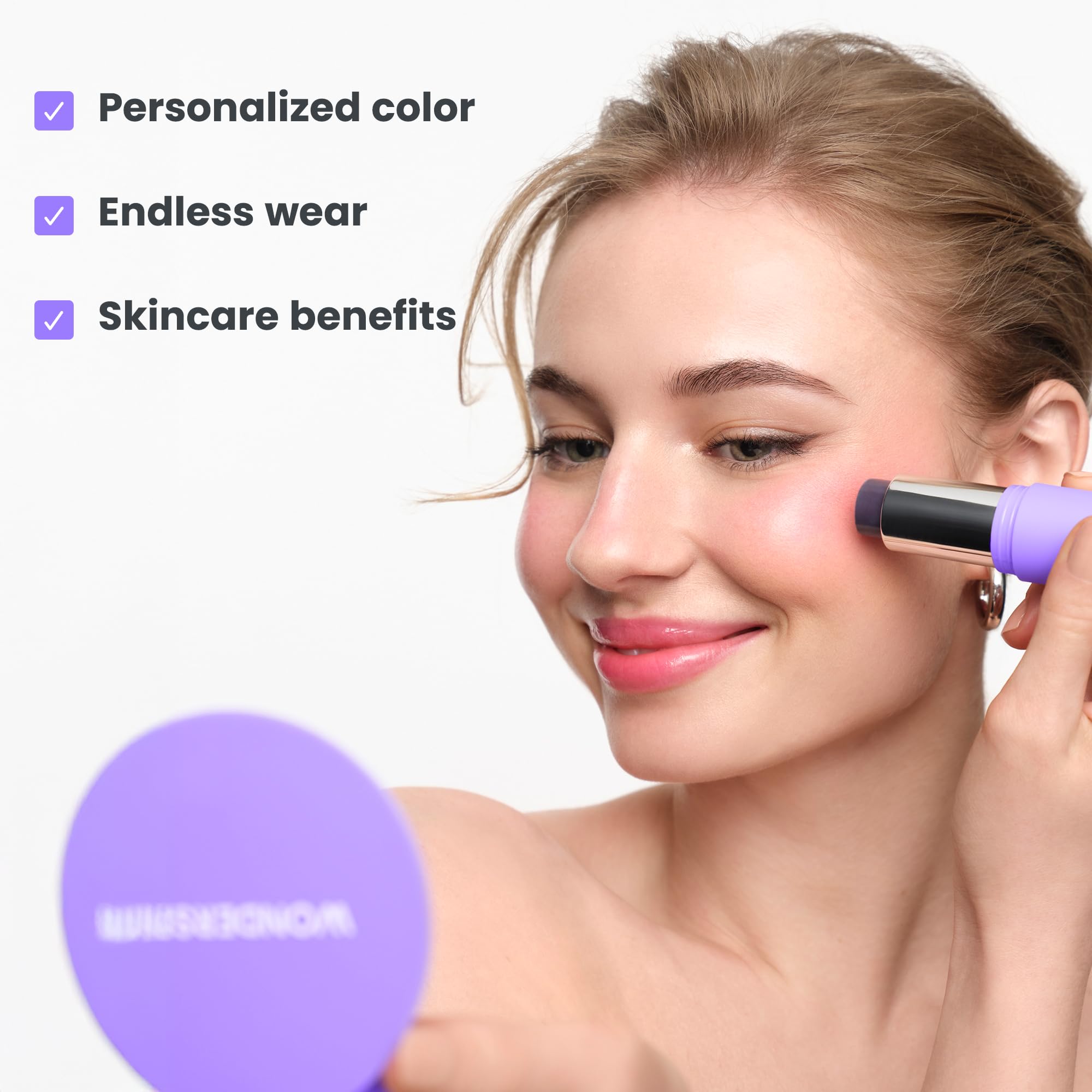 Wonderskin Cream Blush Stick pH-Activated - pHlush Stick Multi-Use, Blush for Cheeks and Lips, Cooling Nourishing Color-Adjusting Makeup - TrustMedUSA