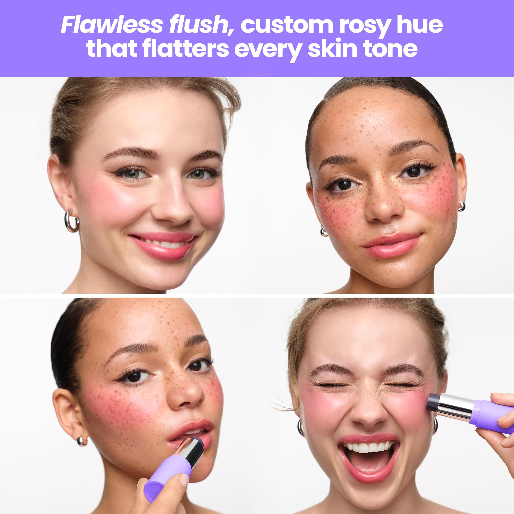 Wonderskin Cream Blush Stick pH-Activated - pHlush Stick Multi-Use, Blush for Cheeks and Lips, Cooling Nourishing Color-Adjusting Makeup - TrustMedUSA