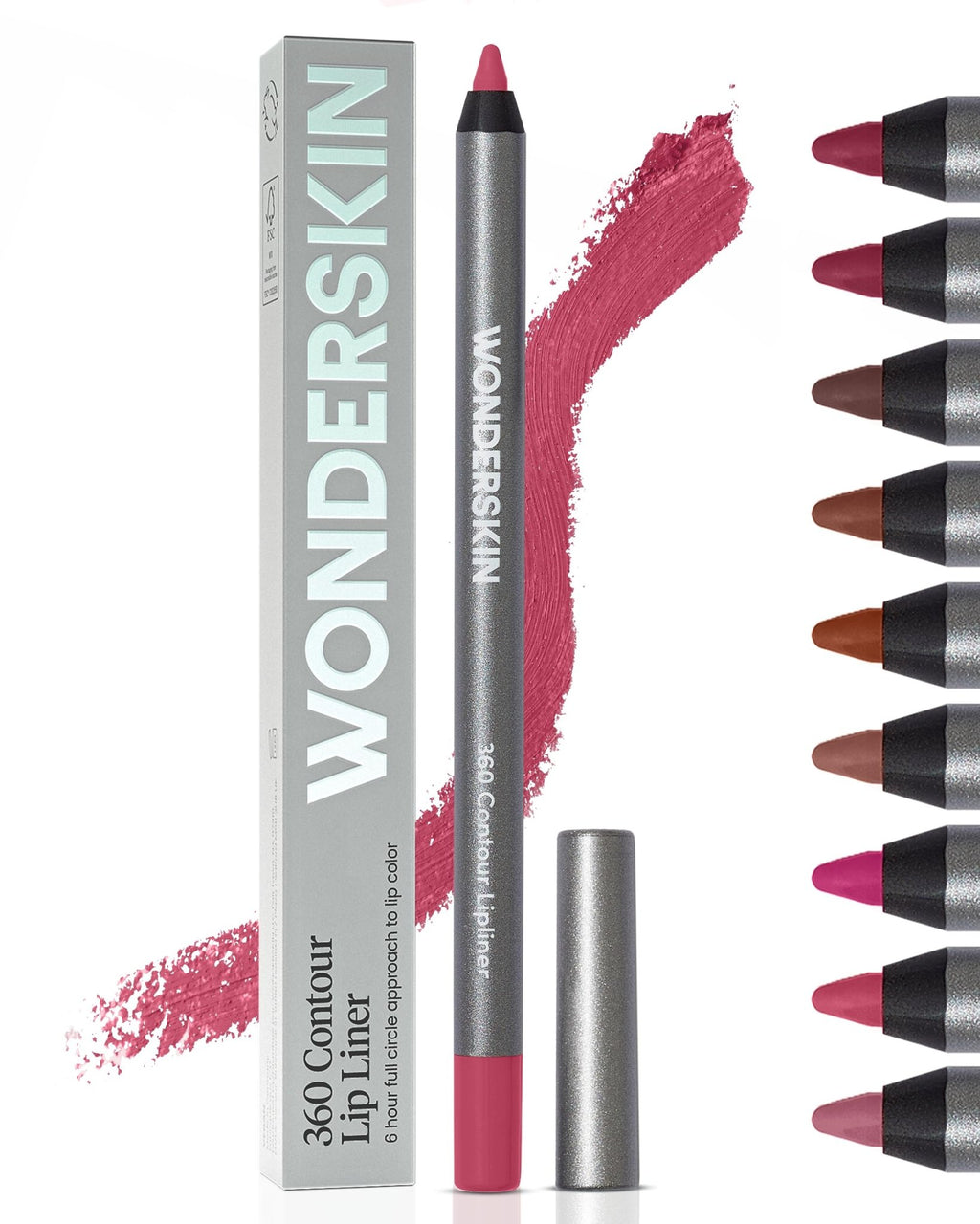 Wonderskin Lipliner Pencil - 360 Contour Lipliner, Long Lasting, Sharpenable, Waterproof and Transfer-Proof Nude Lip Liner Pencil (Rosewood) - TrustMedUSA