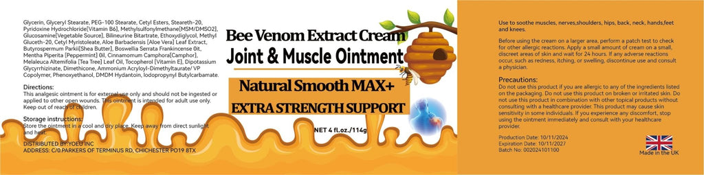 WONDROUSZ Bee Venom Joint Cream, Extra Strength Muscle & Bone Soothing Ointment, for Shoulder, Back, Neck, Hands, Feet, Leg, Knees, Ankle, Arthritis, Meniscus, for Adults, Seniors - TrustMedUSA