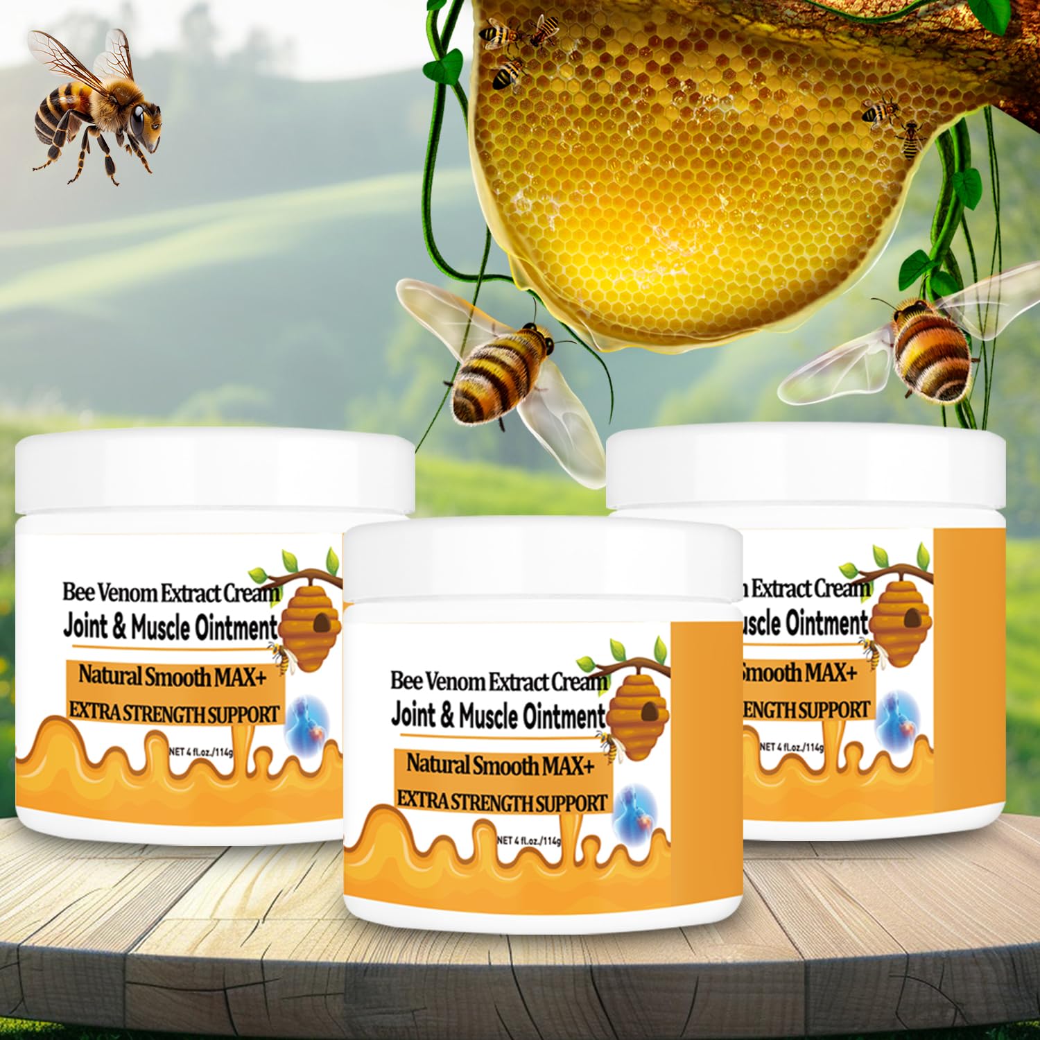 WONDROUSZ Bee Venom Joint Cream, Extra Strength Muscle & Bone Soothing Ointment, for Shoulder, Back, Neck, Hands, Feet, Leg, Knees, Ankle, Arthritis, Meniscus, for Adults, Seniors - TrustMedUSA