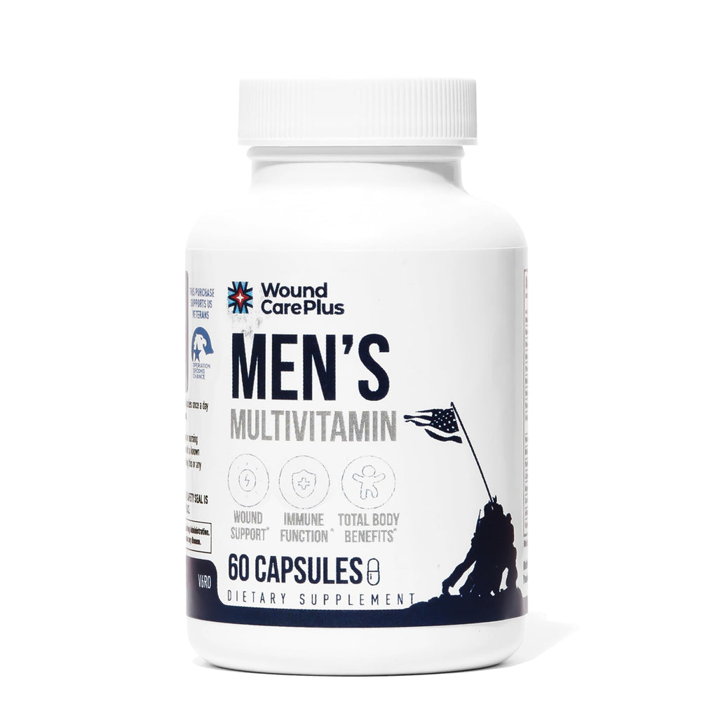 Wound Care Plus Men's Multivitamin – Comprehensive Vitamin & Mineral Blend with Vitamins A, B, C, D, E, Zinc – Supports Immune Health, Energy & Skin Wellness – 60 Capsules – Non-GMO, Gluten-Free - TrustMedUSA