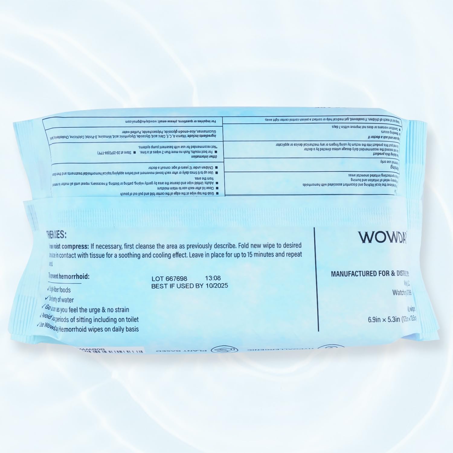 Wowday Flushable Hemorrhoid Wipes | Medicated Witch Hazel Wipes Ph Balanced | 112 Count Natural Fragrance Free Adult Hemorrhoids Witch Hazel Wipe for Butt Itch - TrustMedUSA