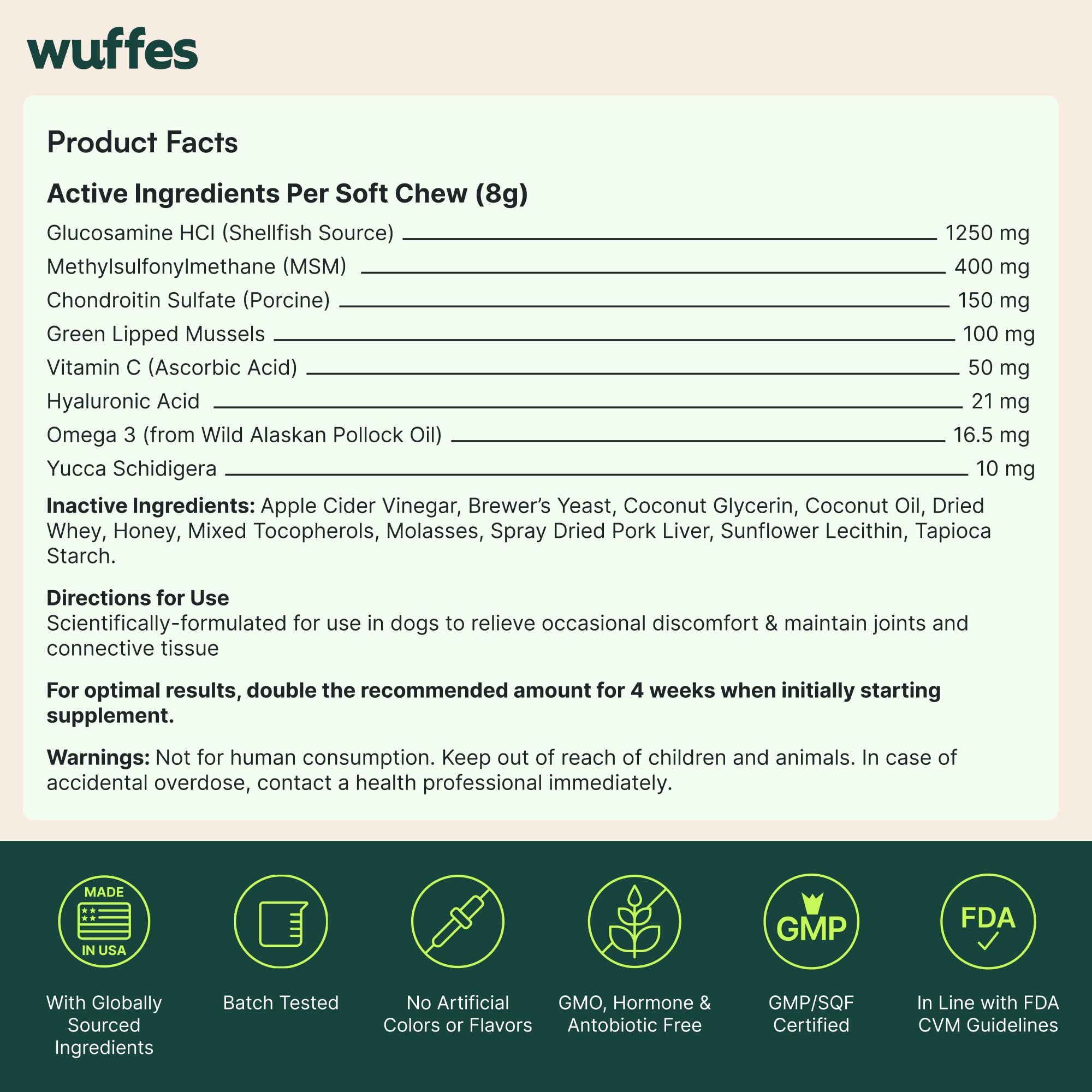 Wuffes Chewable Dog Hip & Joint Supplement - Glucosamine & Chondroitin Chews - Dog Joint Supplements & Vitamins - Extended Joint Care (Large Breed (Over 65 lbs), 60 Chews (Pack of 2)) - TrustMedUSA