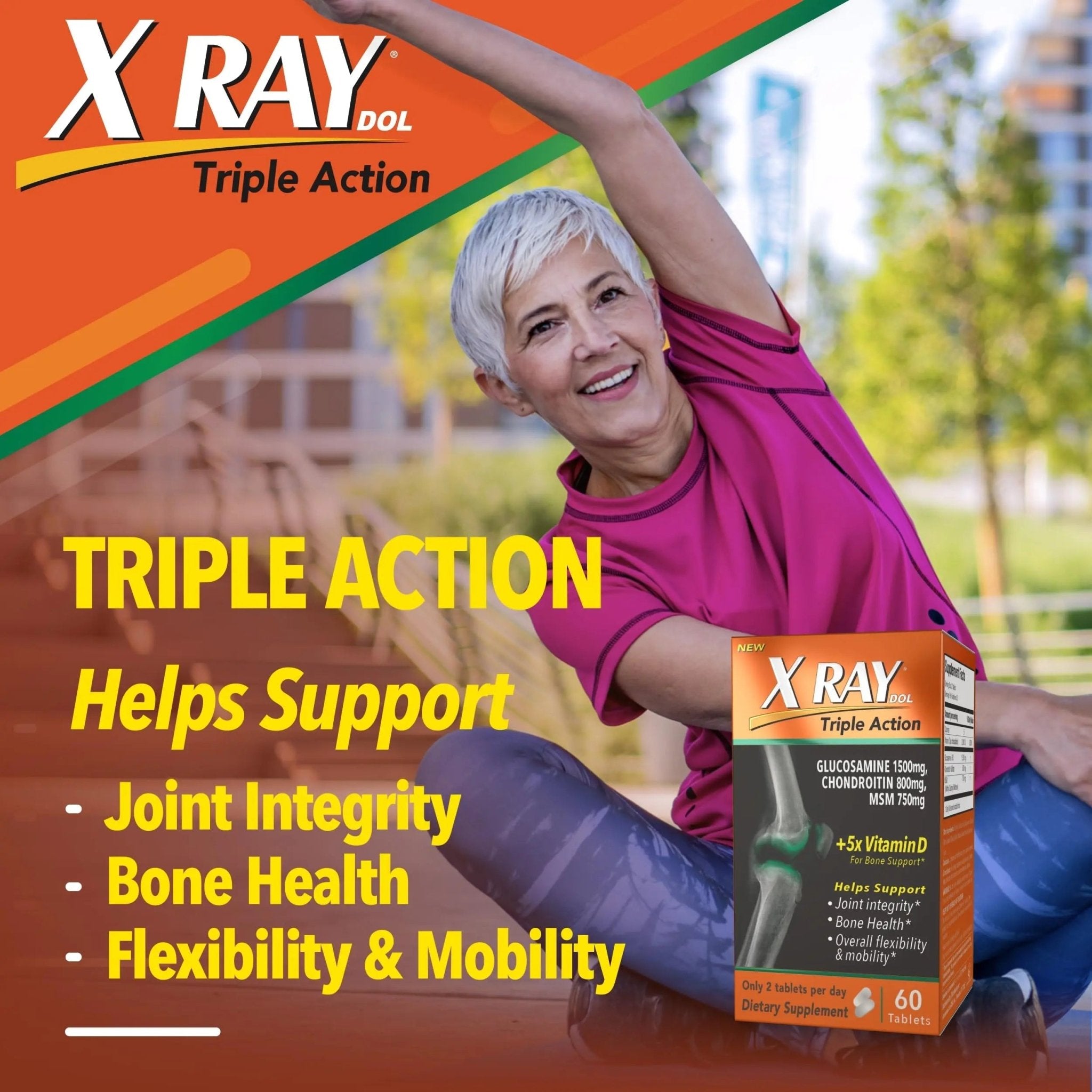 X Ray Dol Triple Action Joint Health Supplement, with 5X Vitamin D, Glucosamine 1500mg - TrustMedUSA