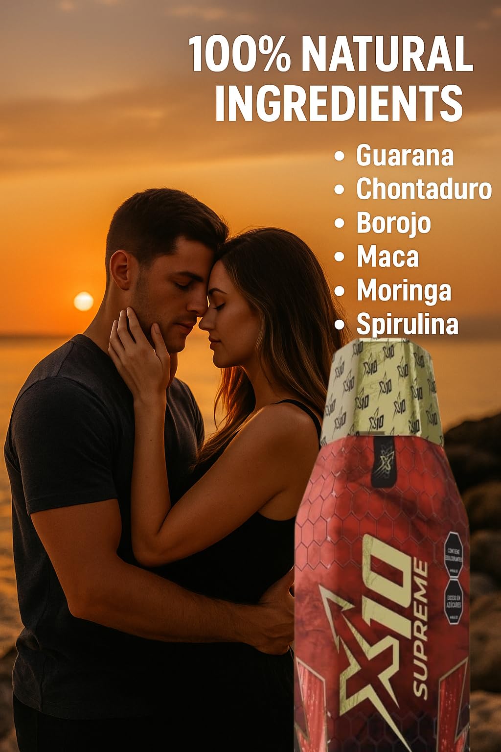 X10 Supreme Liquid 500 ML Natural Supplement (Similar Results as vitafer..Gold) - Chontaduro, Guarana, and Borojó Blend | 500 ML | Plant-Based Energy Support for Vitality - TrustMedUSA
