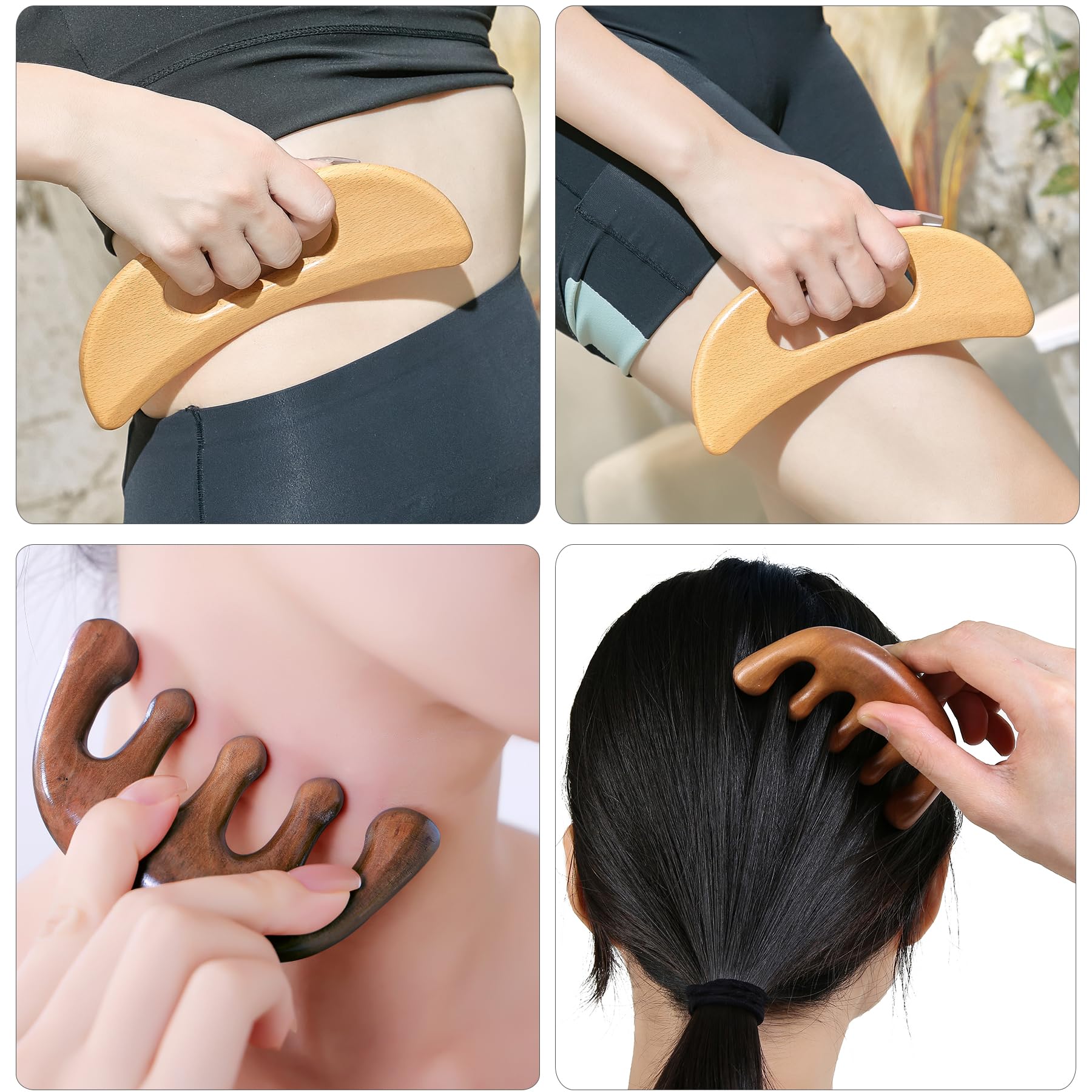 Xokocli 7-in-1 Wood Therapy Massage Tools Lymphatic Drainage Massager for Muscle Pain Relief | Maderoterapia Kit Body Sculpting Tools for Anti-Cellulite, Body Shaping - Maple Wellness Supplements