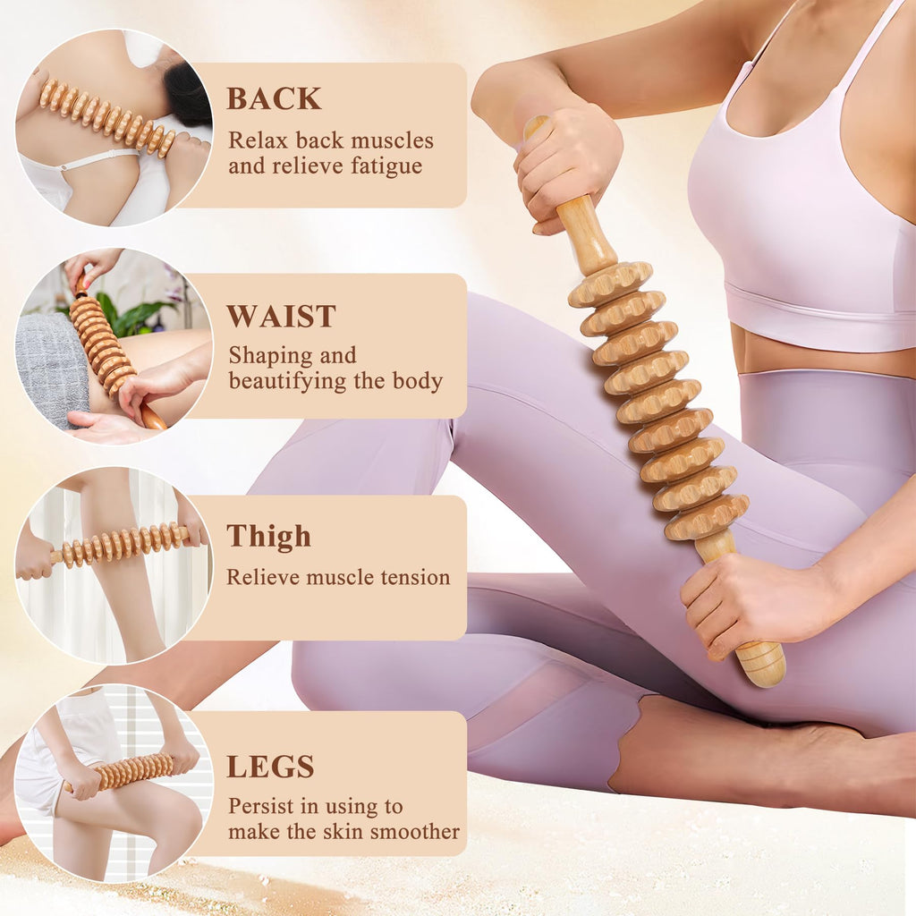 Xokocli 7-in-1 Wood Therapy Massage Tools Lymphatic Drainage Massager for Muscle Pain Relief | Maderoterapia Kit Body Sculpting Tools for Anti-Cellulite, Body Shaping - Maple Wellness Supplements
