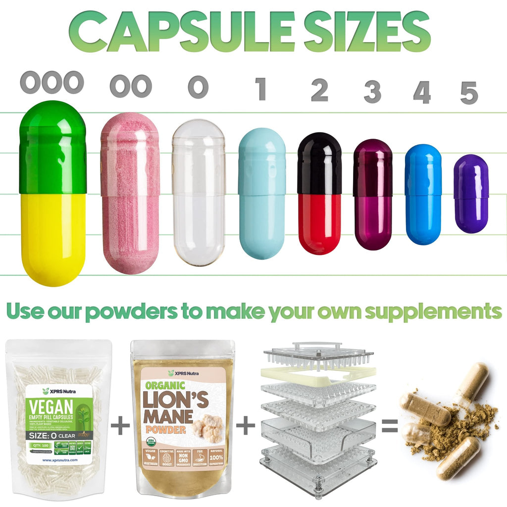 XPRS Nutra Size 00 Empty Capsules - 100 Count Empty Vegan Capsules - Vegetarian Empty Pills - DIY Vegetable Capsule Filling- Veggie Pill Caps (Lavender/White) - TrustMedUSA