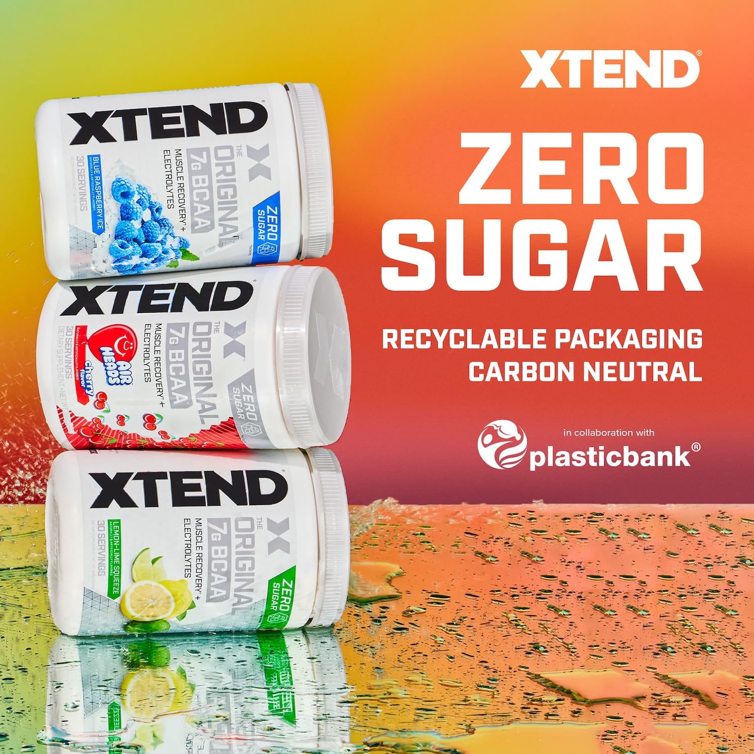 Xtend Original BCAA Powder, 7g BCAAs and 2.5g L-Glutamine for Muscle Recovery Hydration and Lean Muscle, Sugar Free Intra and Post Workout Drink with Electrolytes, Glacial Grape, 90 Servings - Maple Wellness Supplements