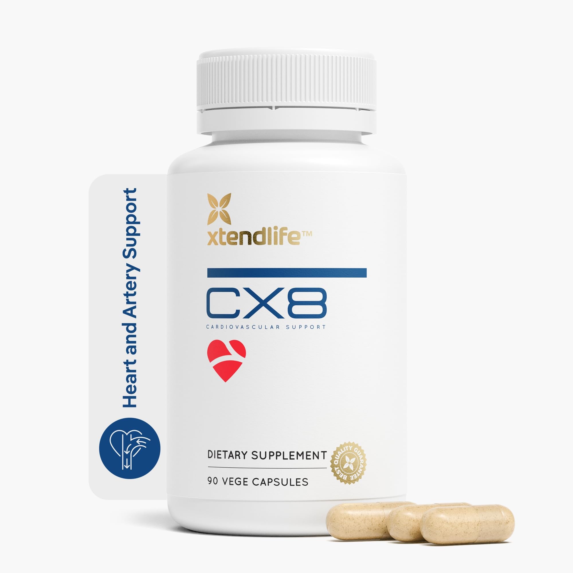 Xtendlife CX8 Heart Health Supplement for Cardiovascular Support, Circulation, and Arterial Health - with Vitamin K2 MK7, D3, Tocotrienols, and Sea Buckthorn-30 Day Supply - TrustMedUSA