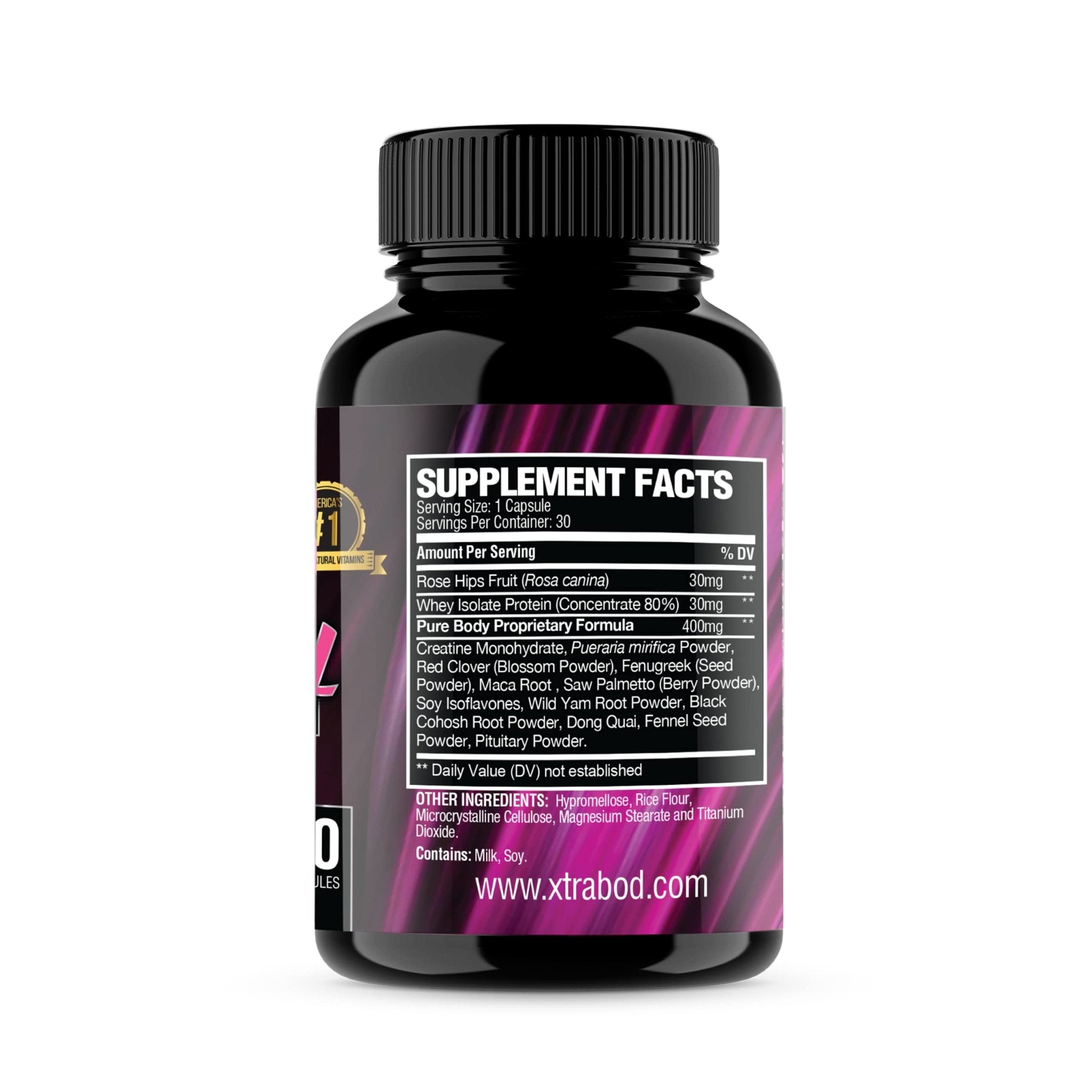 XtraBody Butt Enhancement and Breast Enlargement Supplement - Estrogen Enhancer - Increases Butt & Breast Size, Reduces Menstrual Symptoms & Provides an Extra Boost of Energy (1 Bottle=30 Capsules) - TrustMedUSA
