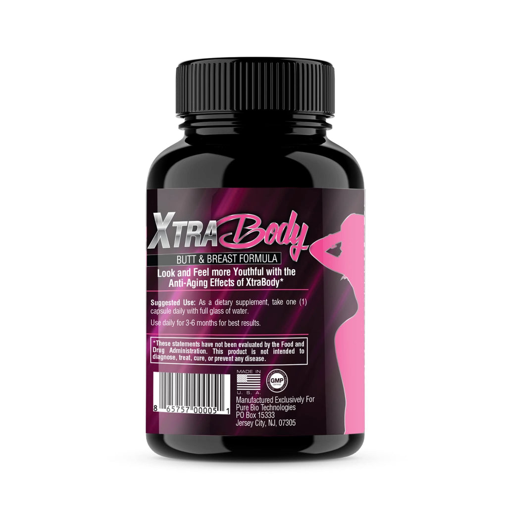 XtraBody Butt Enhancement and Breast Enlargement Supplement - Estrogen Enhancer - Increases Butt & Breast Size, Reduces Menstrual Symptoms & Provides an Extra Boost of Energy (1 Bottle=30 Capsules) - TrustMedUSA