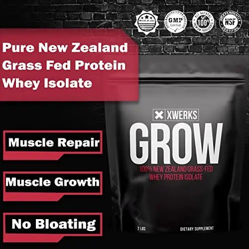 Xwerks Grow 100% New Zealand Grass-Fed Whey Protein - 25g of Pure Isolate Protein - TrustMedUSA
