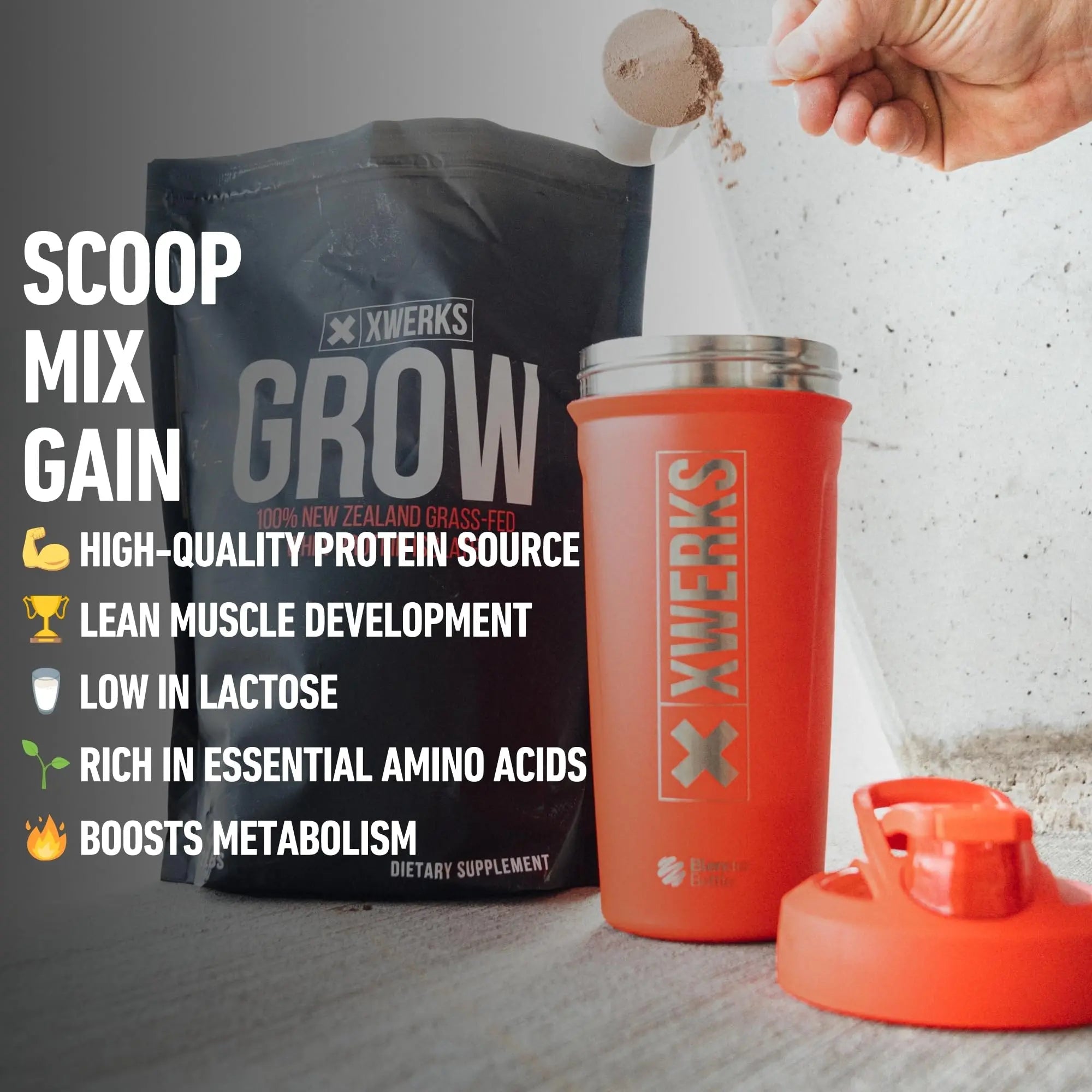 Xwerks Grow 100% New Zealand Grass-Fed Whey Protein - 25g of Pure Isolate Protein - TrustMedUSA