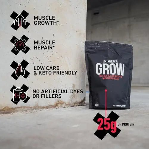 Xwerks Grow 100% New Zealand Grass-Fed Whey Protein - 25g of Pure Isolate Protein - TrustMedUSA