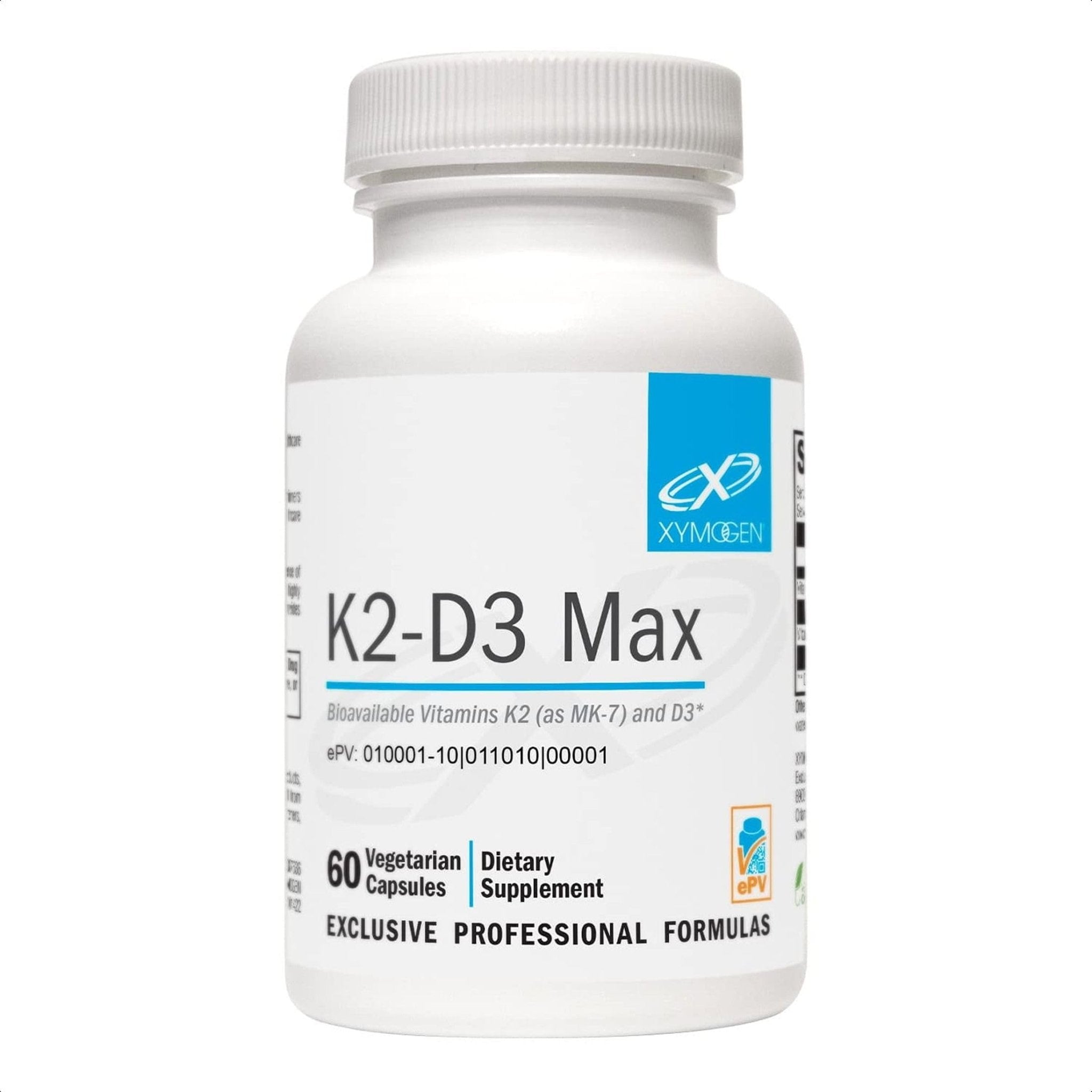 XYMOGEN K2-D3 Max - Vitamin D3 K2 Supplement for Bone & Immune Support* - High-Strength K2 MK-7 - Non-GMO, Gluten-Free, Vegetarian - 60 Capsules - Maple Wellness Supplements