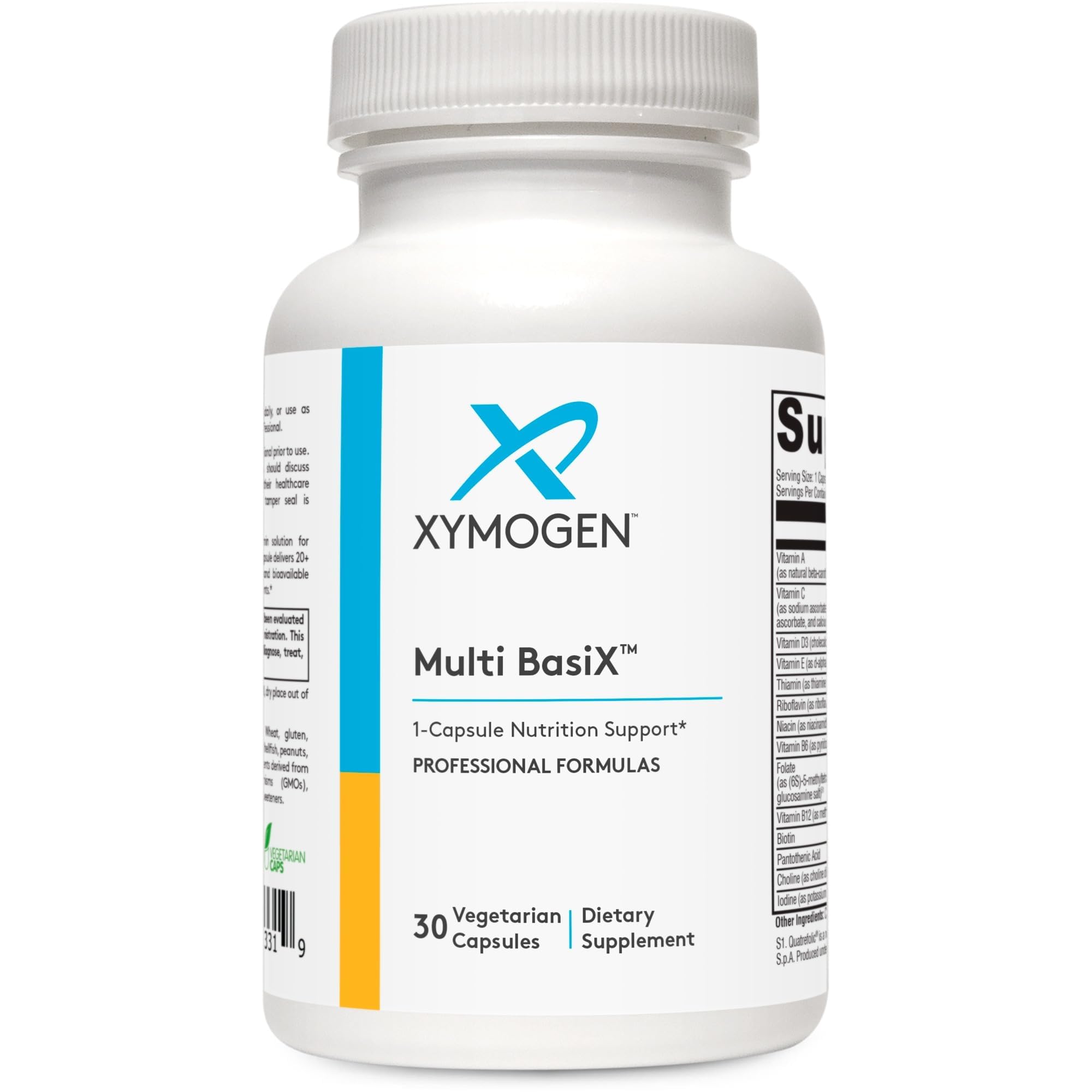 XYMOGEN Multi Basix - Daily Multivitamin Supplement - Over 20 Essential Nutrients for Foundational Wellness - 5-MTHF, Vitamin D3, Vitamin B12 & More - Vegetarian, Non-GMO & Gluten Free - 30 Capsules - TrustMedUSA