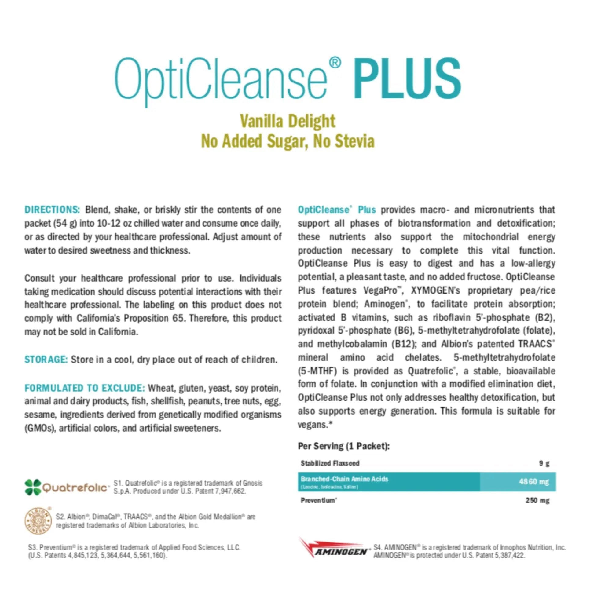 XYMOGEN OptiCleanse Plus - Gut Cleanse Powder - B Vitamins, Plant-Based Protein - Gluten-Free, Sugar-Free & Vegan - Vanilla Delight Flavor - 10 Servings - TrustMedUSA