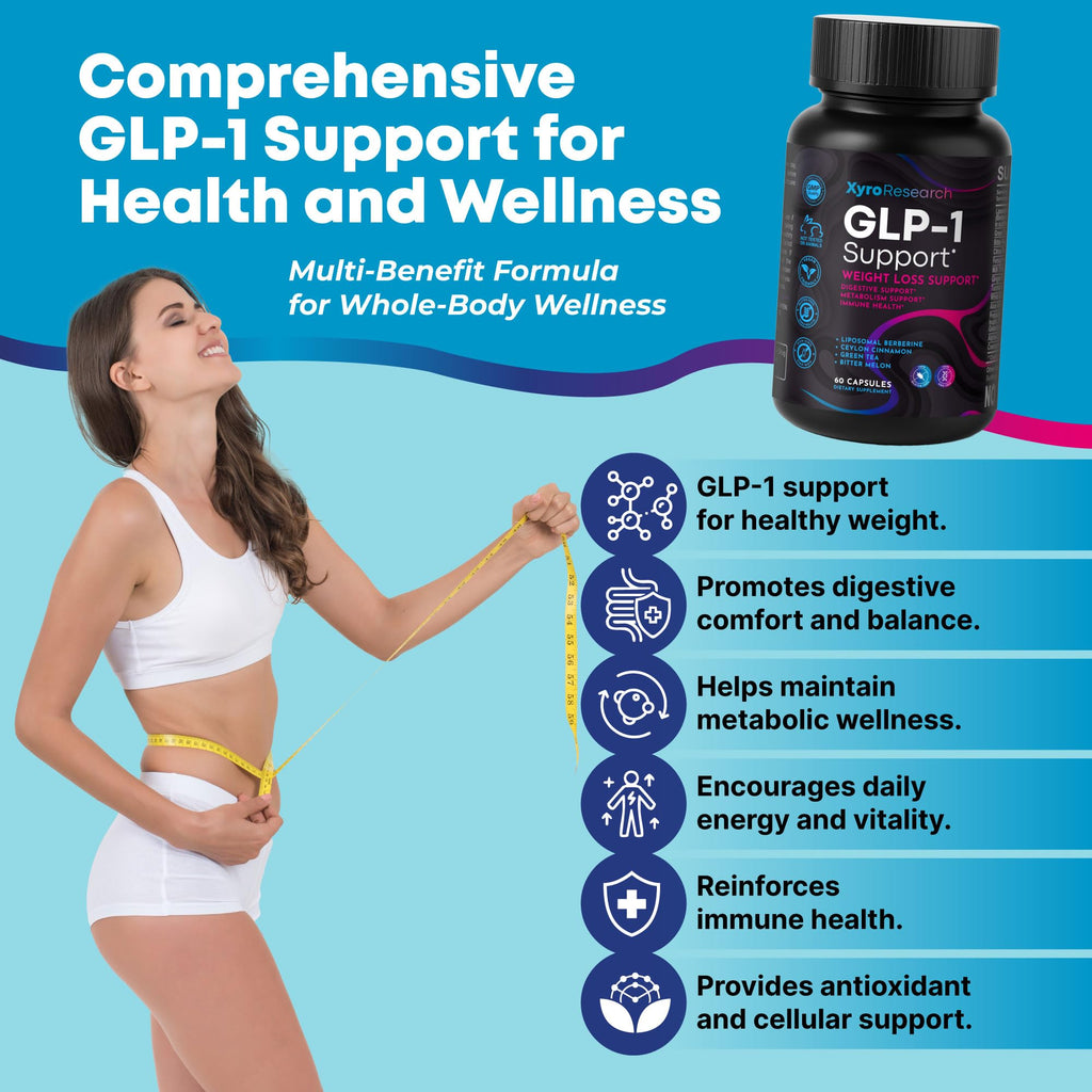 Xyro Research GLP-1 Support Weight Loss Supplement - Appetite Suppressant & Metabolism Booster to Support Natural Hunger Control Curb Cravings Burn Fat & Gut Wellness - TrustMedUSA
