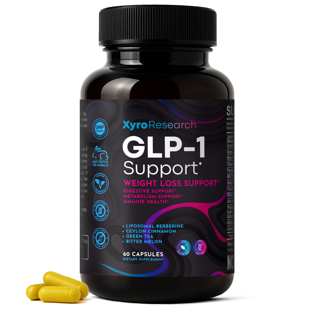 Xyro Research GLP-1 Support Weight Loss Supplement - Appetite Suppressant & Metabolism Booster to Support Natural Hunger Control Curb Cravings Burn Fat & Gut Wellness - TrustMedUSA