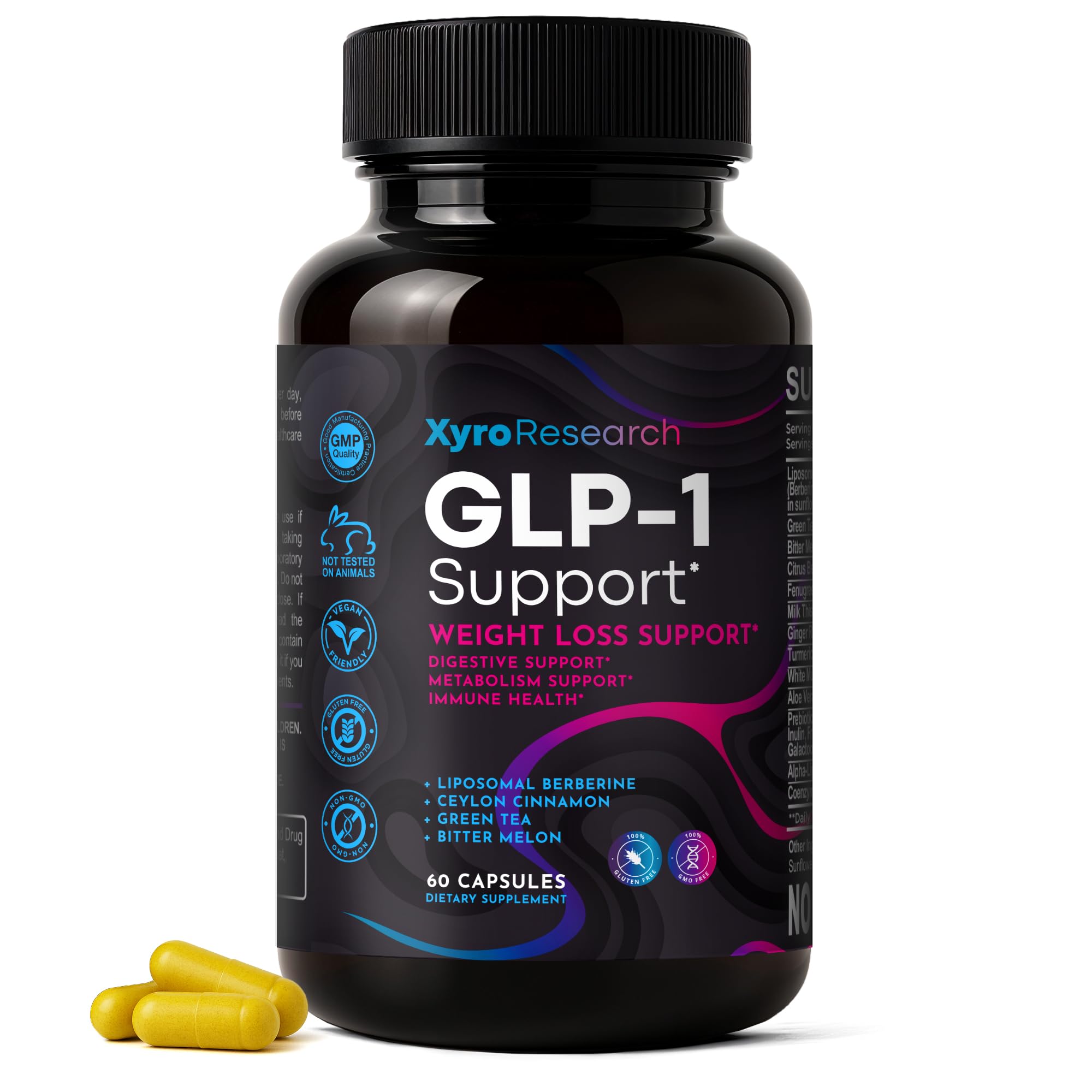 Xyro Research GLP-1 Support Weight Loss Supplement - Appetite Suppressant & Metabolism Booster to Support Natural Hunger Control Curb Cravings Burn Fat & Gut Wellness - TrustMedUSA