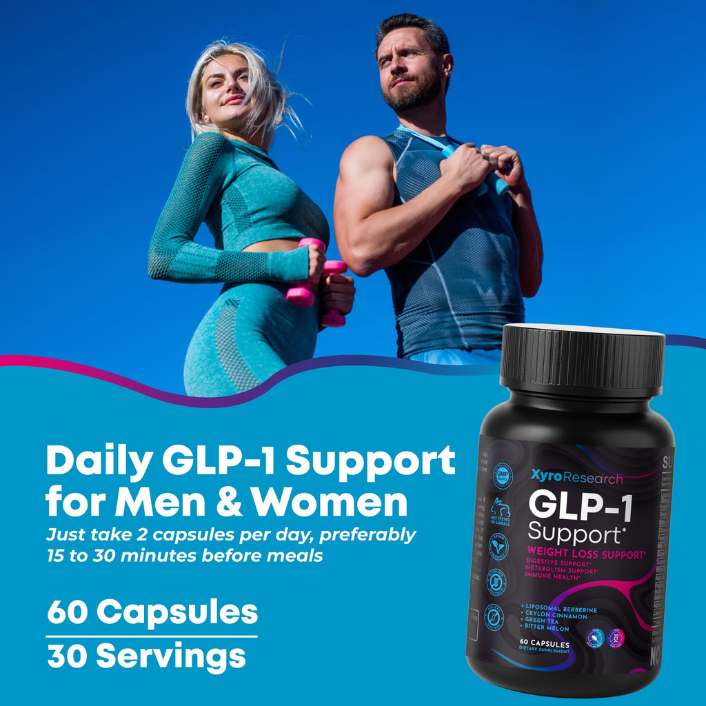 Xyro Research GLP-1 Support Weight Loss Supplement - Appetite Suppressant & Metabolism Booster to Support Natural Hunger Control Curb Cravings Burn Fat & Gut Wellness - TrustMedUSA