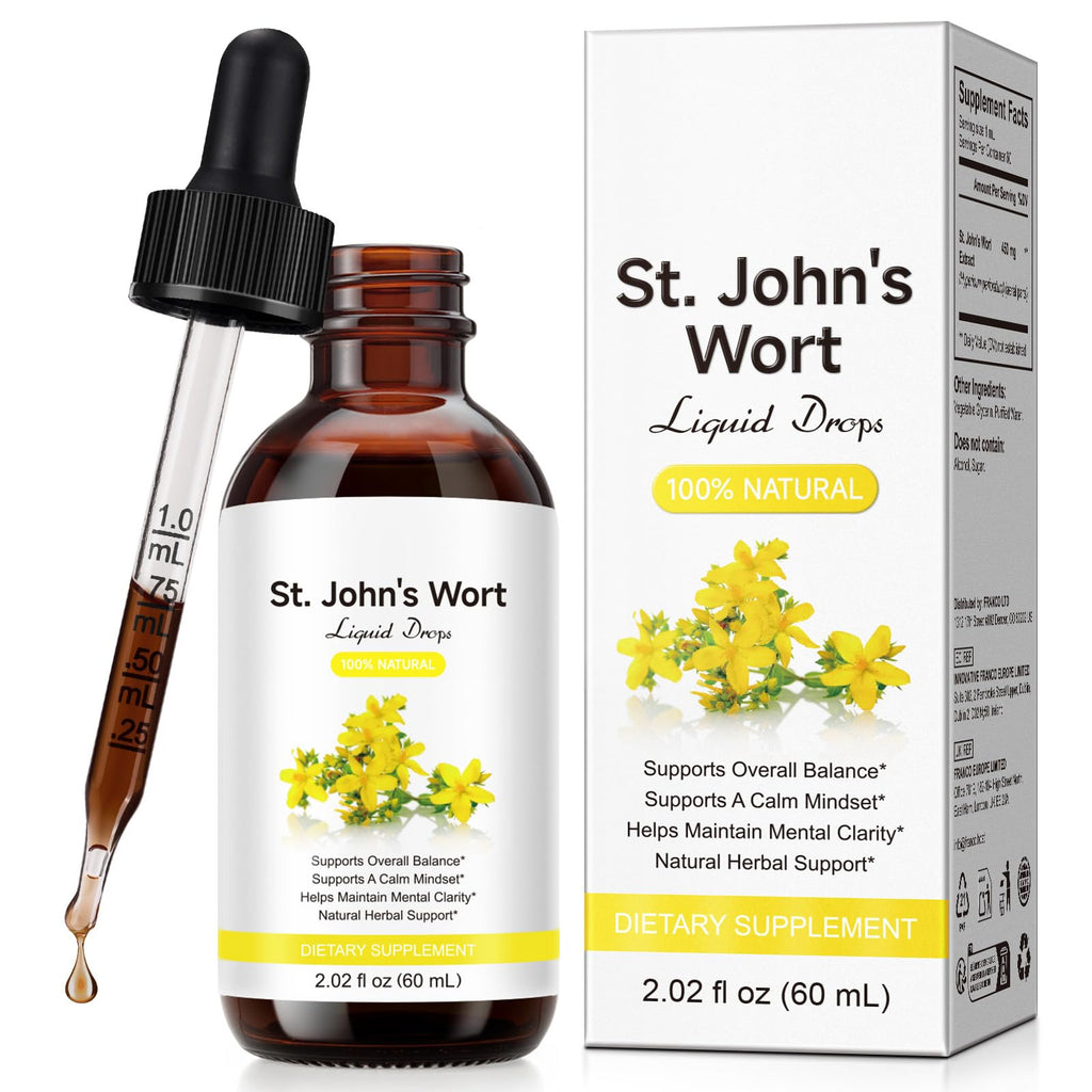 YEMFGQOE St Johns Wort Tincture | Mood Support | Alcohol Free Liquid Extract Drops | Hypericum Perforatum | Vegan, Non-GMO, Gluten Free | 2 fl oz - Maple Wellness Supplements