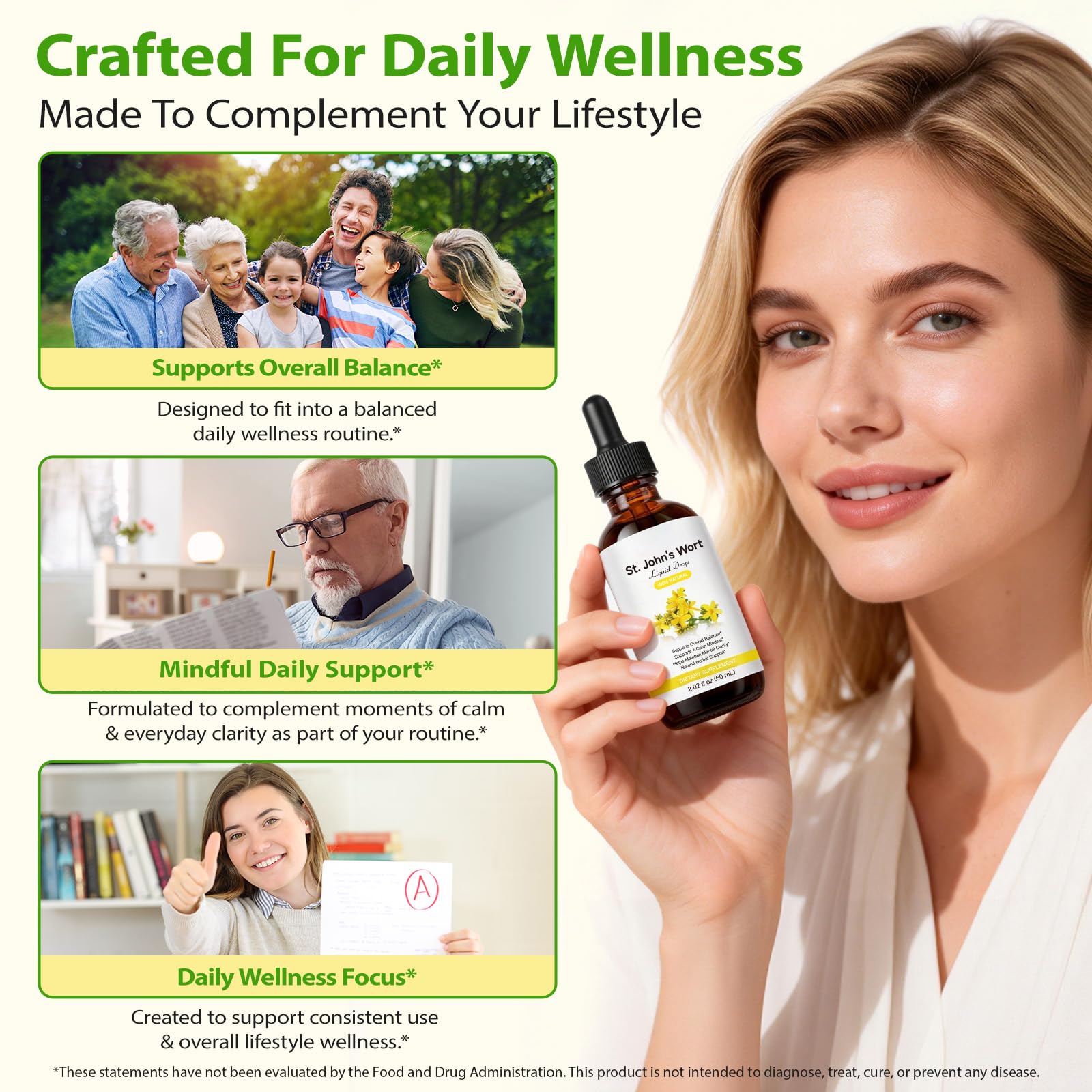 YEMFGQOE St Johns Wort Tincture | Mood Support | Alcohol Free Liquid Extract Drops | Hypericum Perforatum | Vegan, Non-GMO, Gluten Free | 2 fl oz - Maple Wellness Supplements