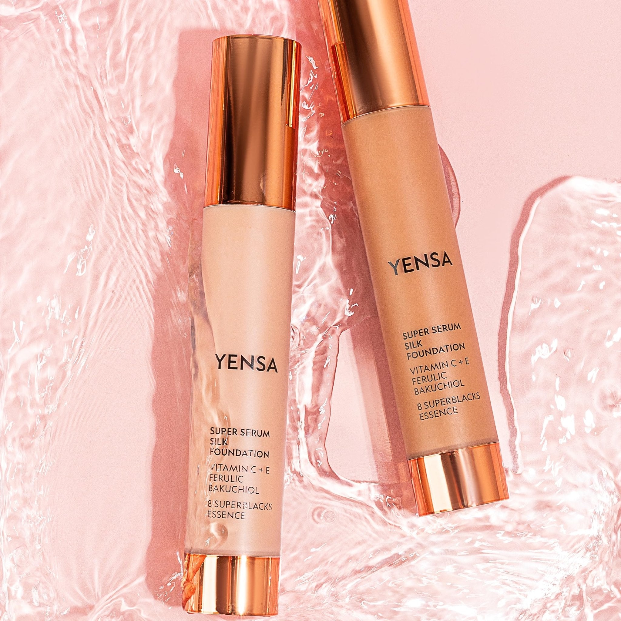YENSA Serum Foundation Makeup - Super Silk Full Coverage Foundation Enriched with Peptides, Vitamin C & Ferulic Acid to Help Reduce Fine Lines, Wrinkles & Dark Circles - Light 1 (1 oz) - TrustMedUSA