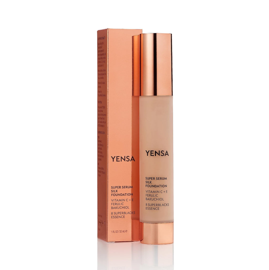 YENSA Serum Foundation Makeup - Super Silk Full Coverage Foundation Enriched with Peptides, Vitamin C & Ferulic Acid to Help Reduce Fine Lines, Wrinkles & Dark Circles - Light 1 (1 oz) - TrustMedUSA