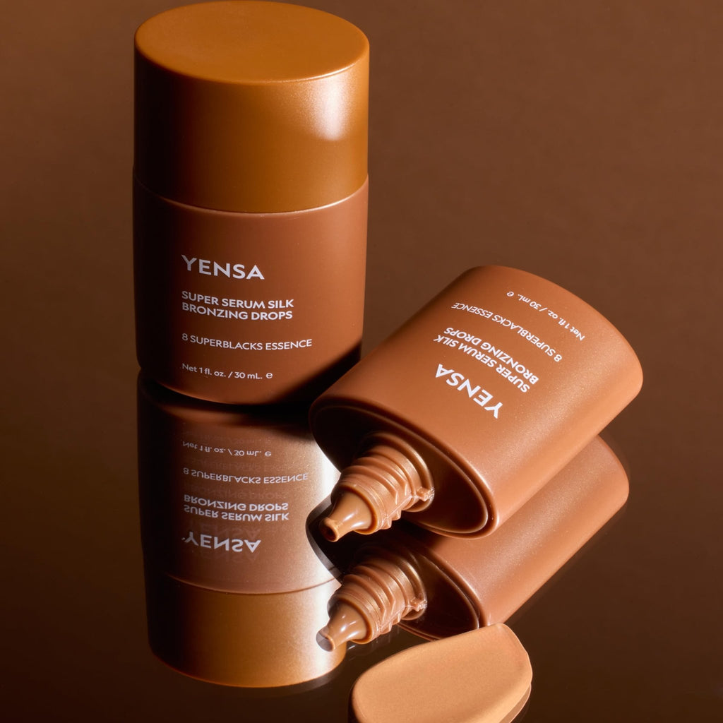 YENSA Super Serum Silk Bronzing Drops for Face - Liquid Bronzer Drops Enriched with Bakuchiol, Ferulic Acid & Super Oils - Hydrates & Nourishes with a Subtle Shimmer Finish - Universal Shade (1 Fl oz) - TrustMedUSA