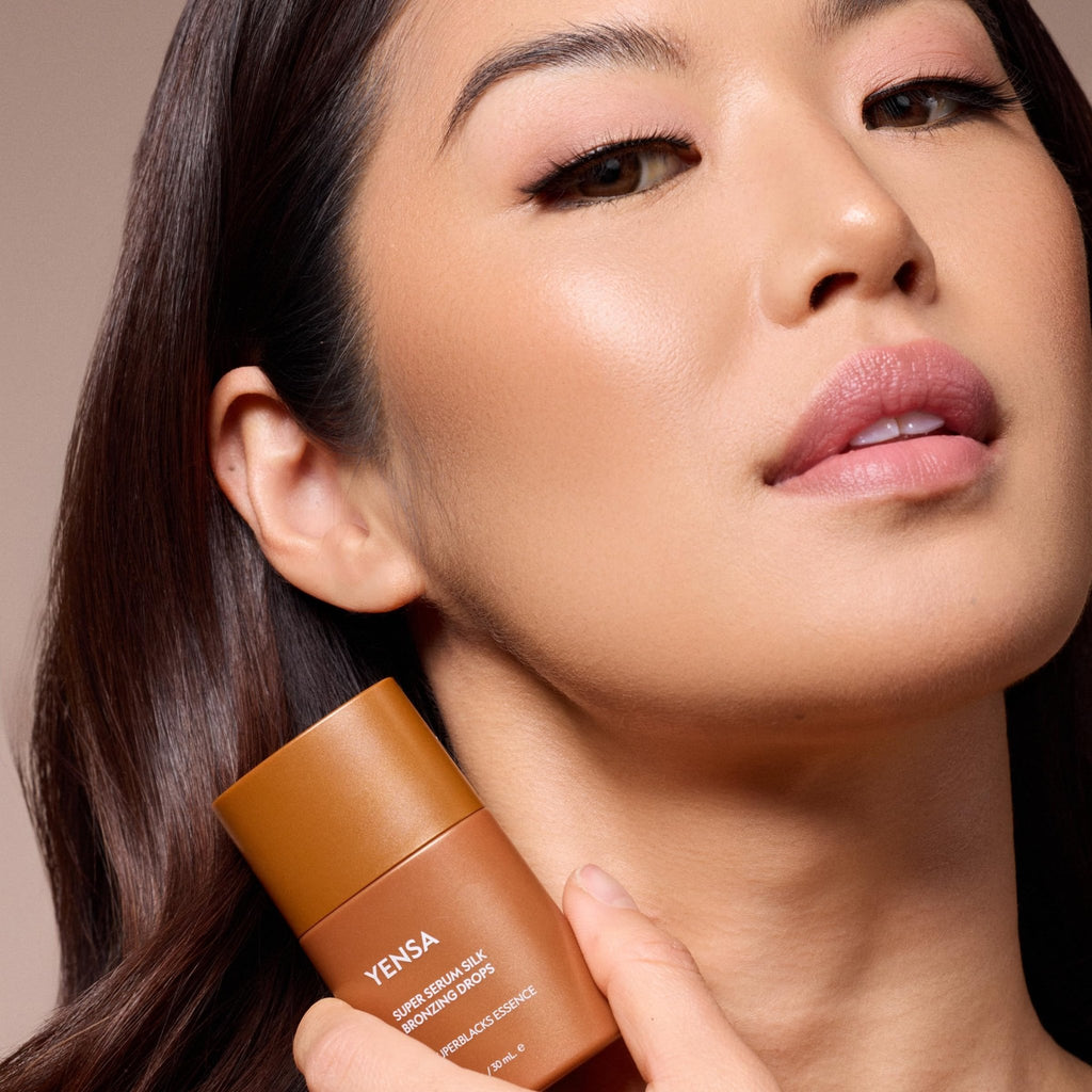 YENSA Super Serum Silk Bronzing Drops for Face - Liquid Bronzer Drops Enriched with Bakuchiol, Ferulic Acid & Super Oils - Hydrates & Nourishes with a Subtle Shimmer Finish - Universal Shade (1 Fl oz) - TrustMedUSA