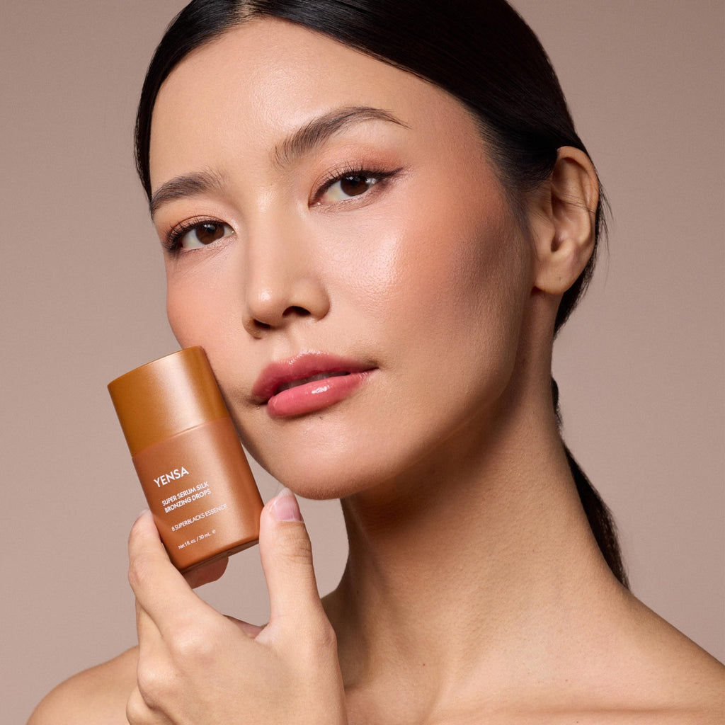 YENSA Super Serum Silk Bronzing Drops for Face - Liquid Bronzer Drops Enriched with Bakuchiol, Ferulic Acid & Super Oils - Hydrates & Nourishes with a Subtle Shimmer Finish - Universal Shade (1 Fl oz) - TrustMedUSA