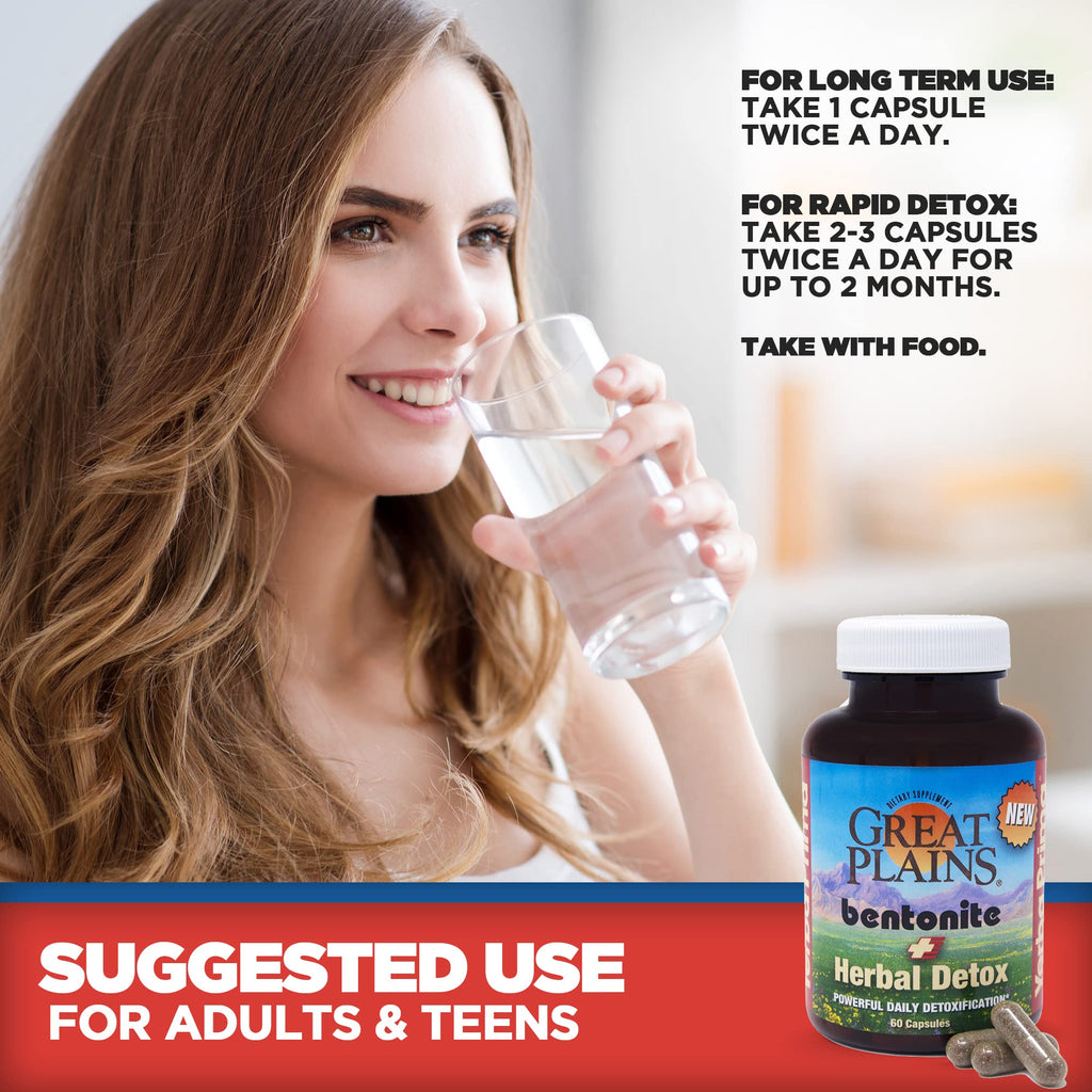 Yerba Prima Bentonite Clay Plus Herbal Detox - 60 Veggie Capsules - Natural Cleansing Supplement - TrustMedUSA