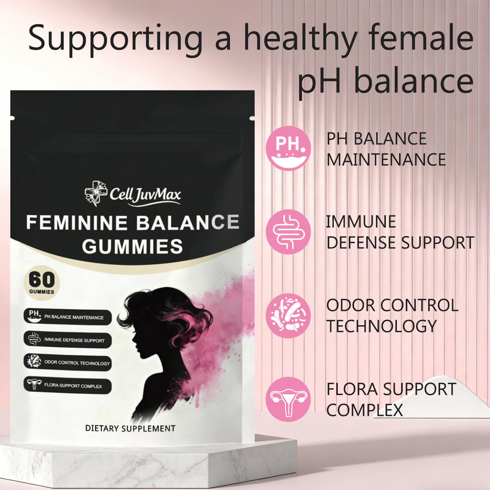 YFDSRF Feminine Balance Probiotic Gummies for Women - with Hawaiian Pineapple, pH Balance Support, Healthy Odor & Flora, Vaginal & Immune Health, Vegan Dietary Supplement - 60 Gummies (1) - TrustMedUSA