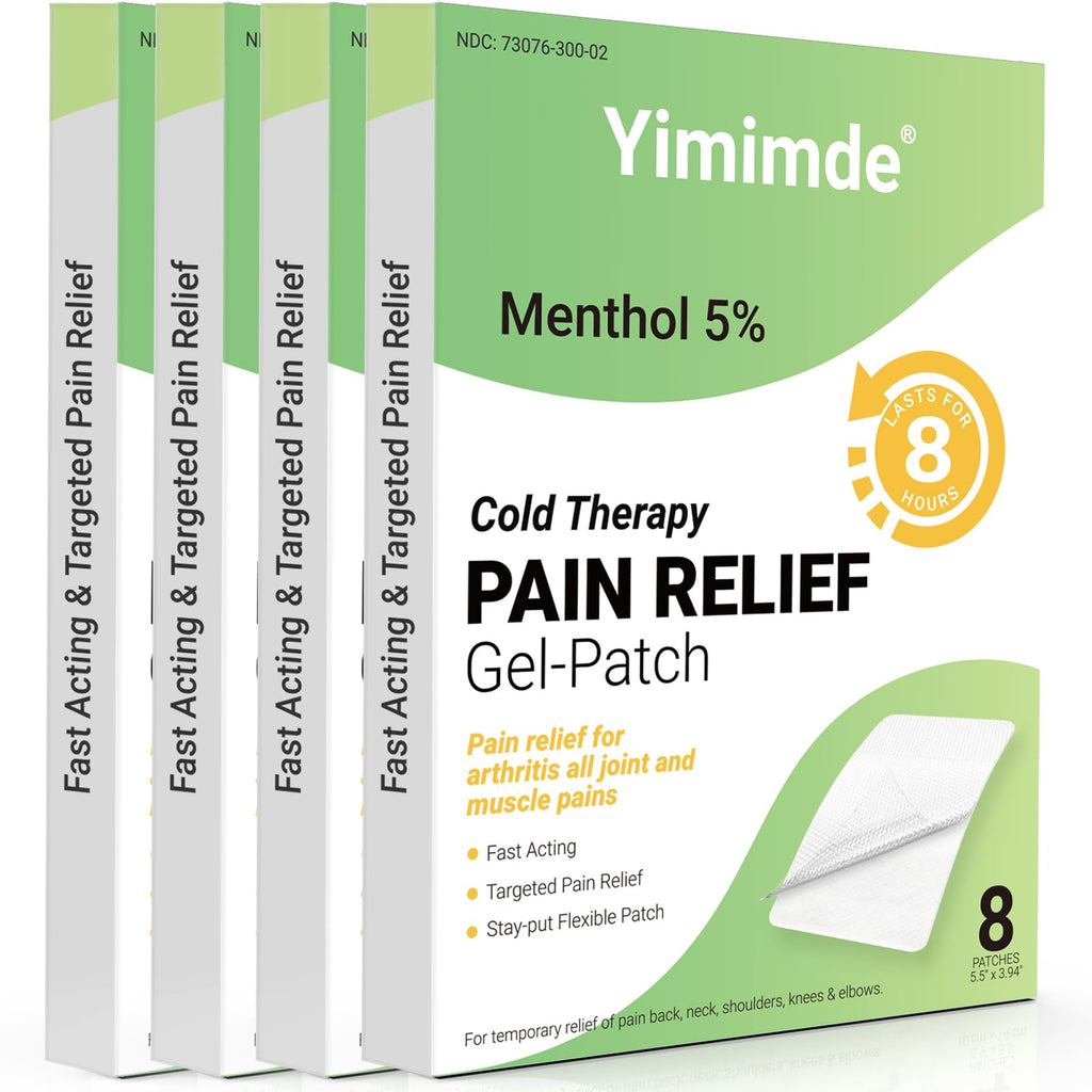 yimimde Menthol 5% Pain Relief Patches - 32 Count Maximum Strength Pain Relief Patches for Back Pain, Joint & Muscle Soreness - Fast Acting, Long-Lasting - TrustMedUSA