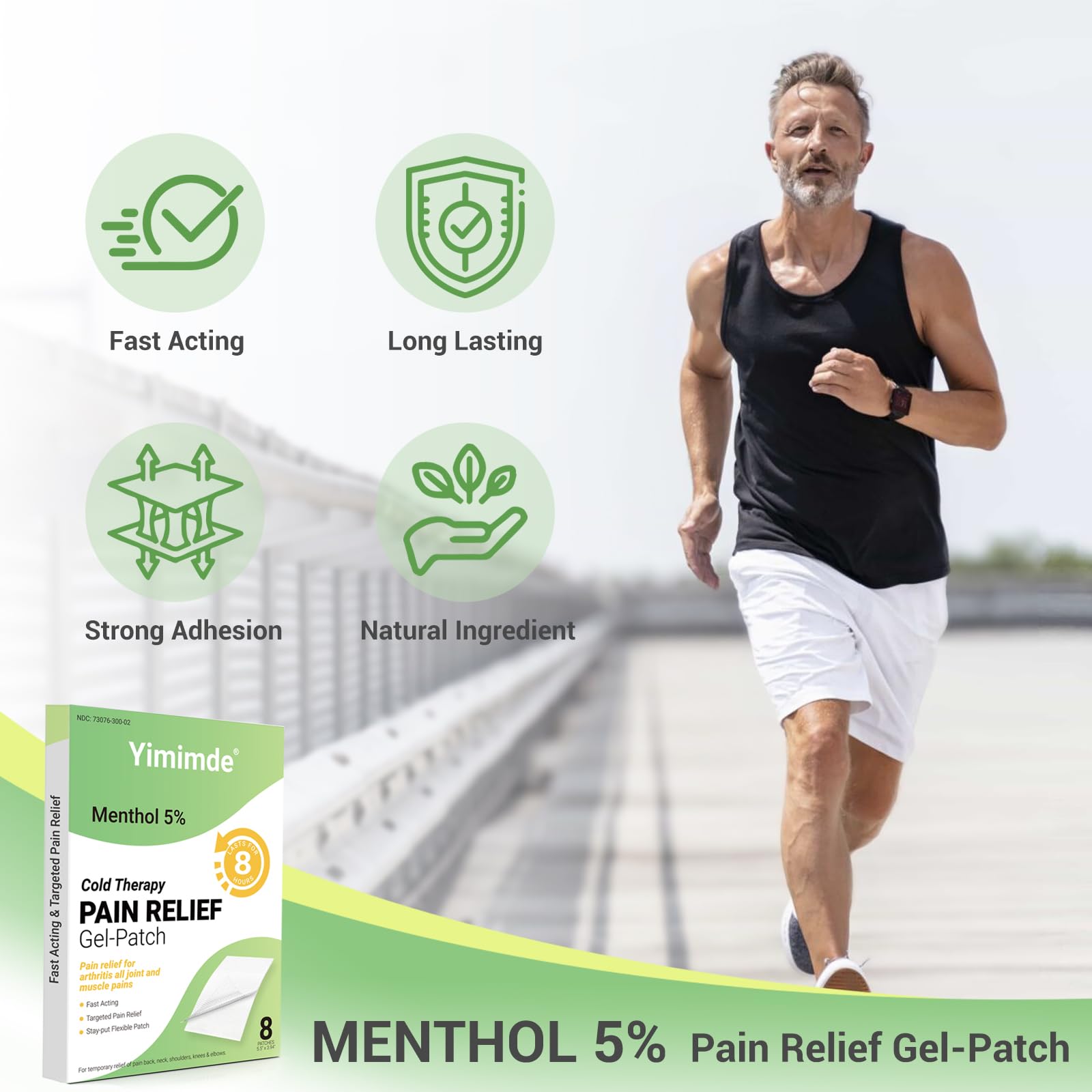 yimimde Menthol 5% Pain Relief Patches - 32 Count Maximum Strength Pain Relief Patches for Back Pain, Joint & Muscle Soreness - Fast Acting, Long-Lasting - TrustMedUSA