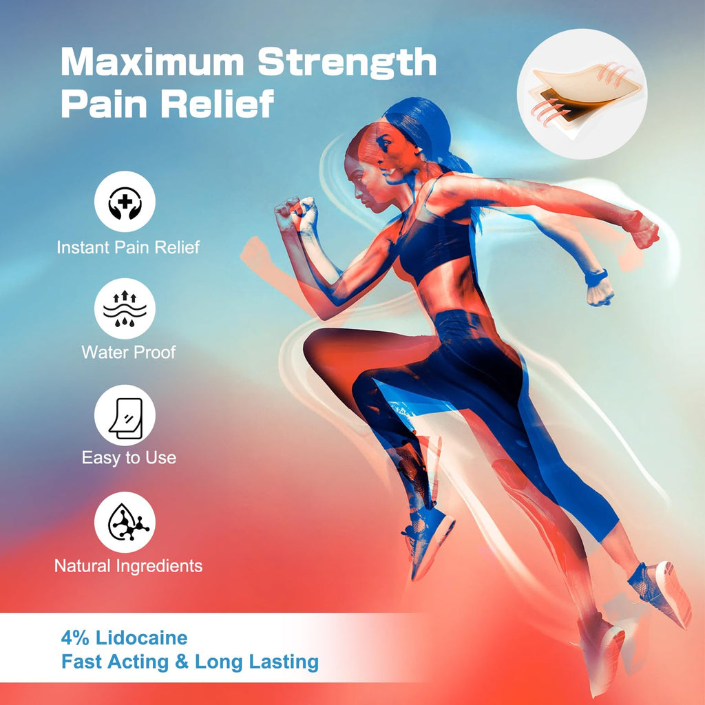 YOAPA 4% Lidocaine Pain Relief Patches | Maximum Strength Numbing Gel Patch for Back, Neck, Knee, Shoulder & Joint Pain | Up to 12 Hour Temporary Relief | 20 Count - G41 - TrustMedUSA