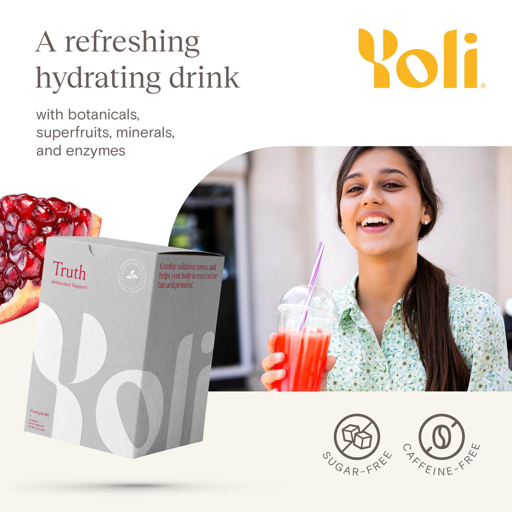 Yoli® Truth Antioxidant and Immune Support Supplement with Vitamin C, Botanicals, Superfruits, and Minerals - Pomegranate, 30 Packets - TrustMedUSA