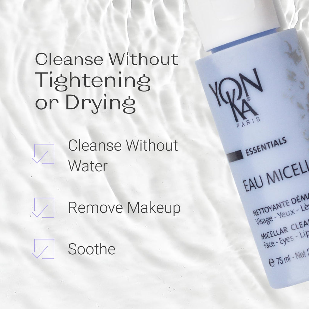 Yonka Eau Micellaire Travel Size | Micellar Water and Cleansing Makeup Remover | Gentle Face Wash with Rose and Chamomile to Remove Impurities and Hydrate | Paraben-Free | 2.53 fl oz - TrustMedUSA