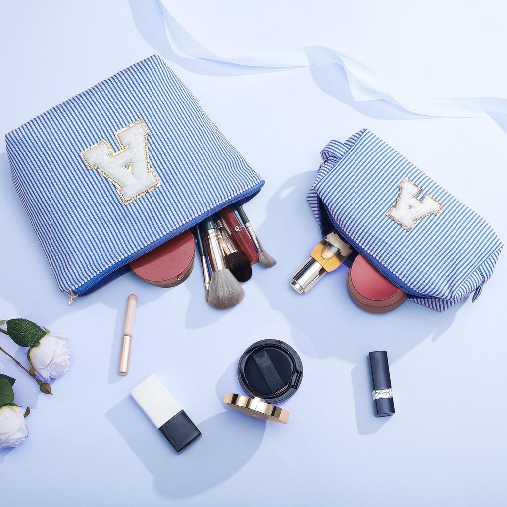 YOOLIFE Birthday Gifts for Teen Girls Kids Initial Makeup Bag | Teen Girl Gift Trendy Stuff | Travel Makeup Bag Toiletry Bags | Gifts for 3 4 5 6 7 8 9 10 11 12 13 Year Old Girl Blue K - TrustMedUSA