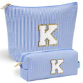 YOOLIFE Birthday Gifts for Teen Girls Kids Initial Makeup Bag | Teen Girl Gift Trendy Stuff | Travel Makeup Bag Toiletry Bags | Gifts for 3 4 5 6 7 8 9 10 11 12 13 Year Old Girl Blue K - TrustMedUSA